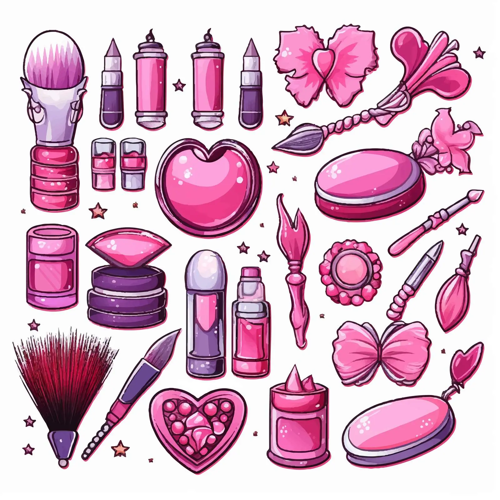 Pink Nail and Cosmetic Accessories for Dolls — free download from Dotvec