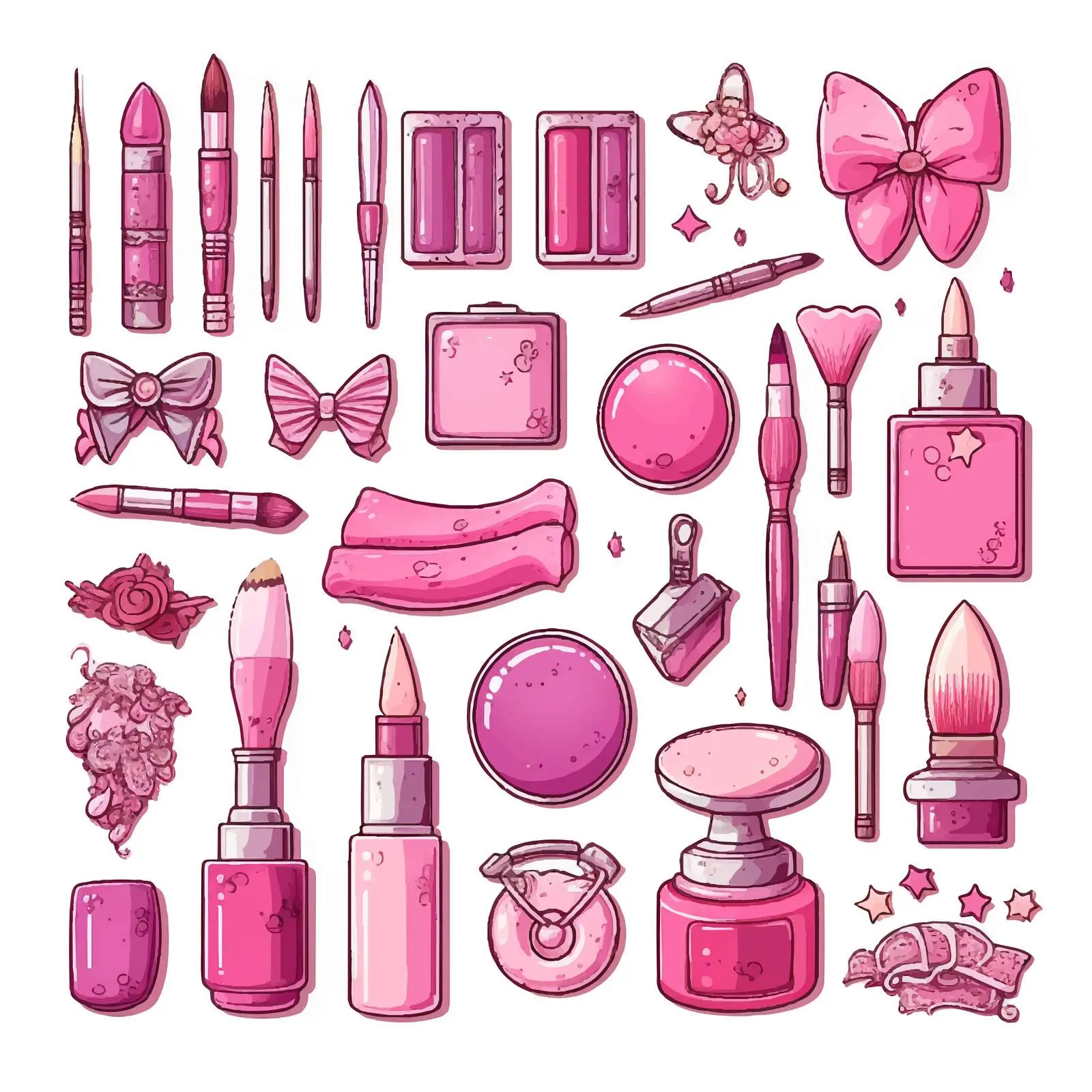 Pink Doll Nail and Cosmetic Accessories Set — free download from Dotvec