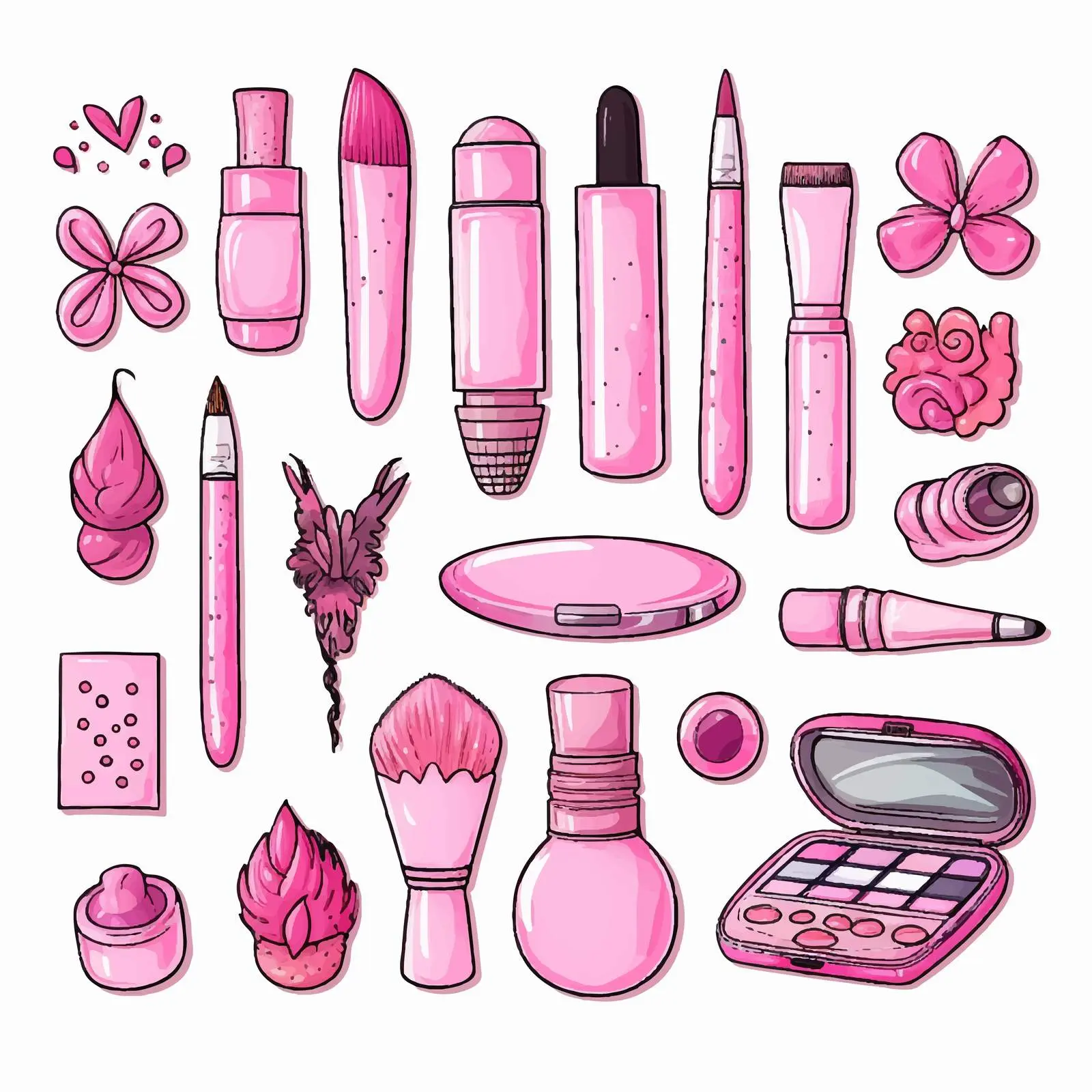Pink Nail and Cosmetic Accessories for Dolls — free download from Dotvec
