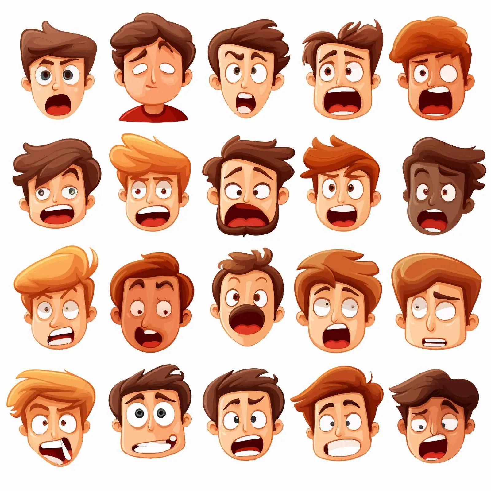 Set of 16 Emotions on White Background — free download from Dotvec