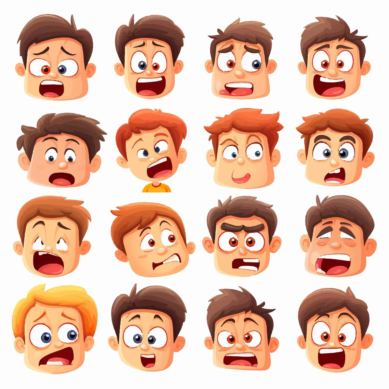 Set of 16 Emotions Isolated on White Background — free download from Dotvec