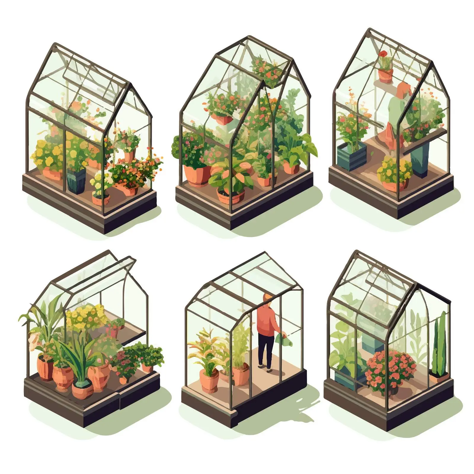 3D Glass Greenhouse Hotbed with Seedlings — free download from Dotvec