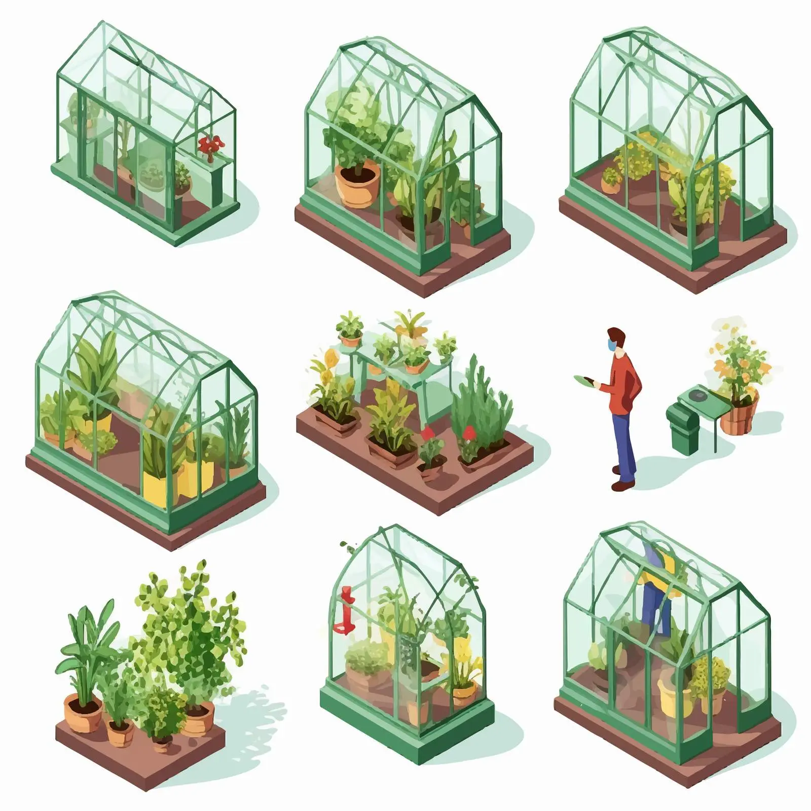3D Glass Greenhouse Hotbed with Seedlings — free download from Dotvec