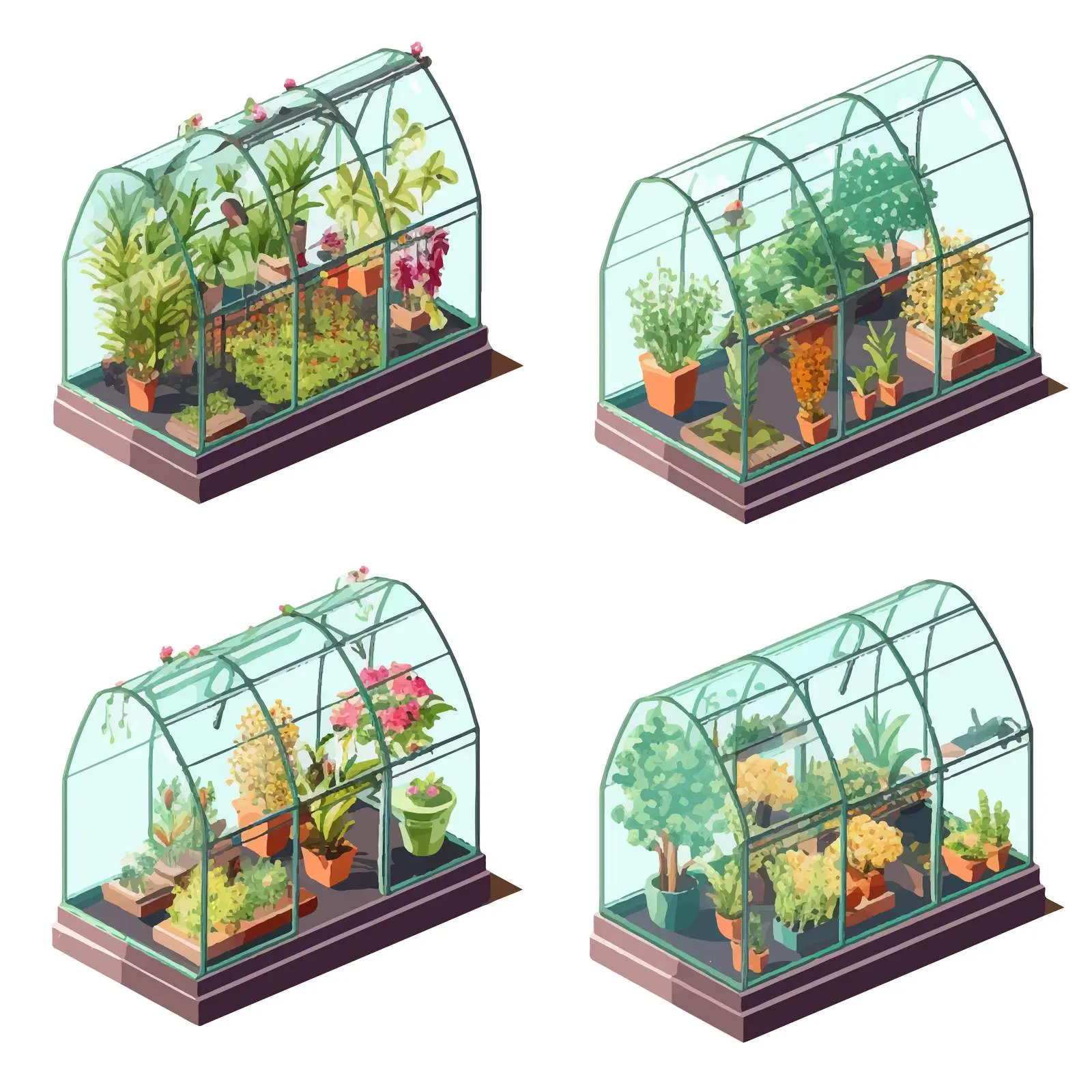 3D Glass Greenhouse Hotbed with Seedlings — free download from Dotvec