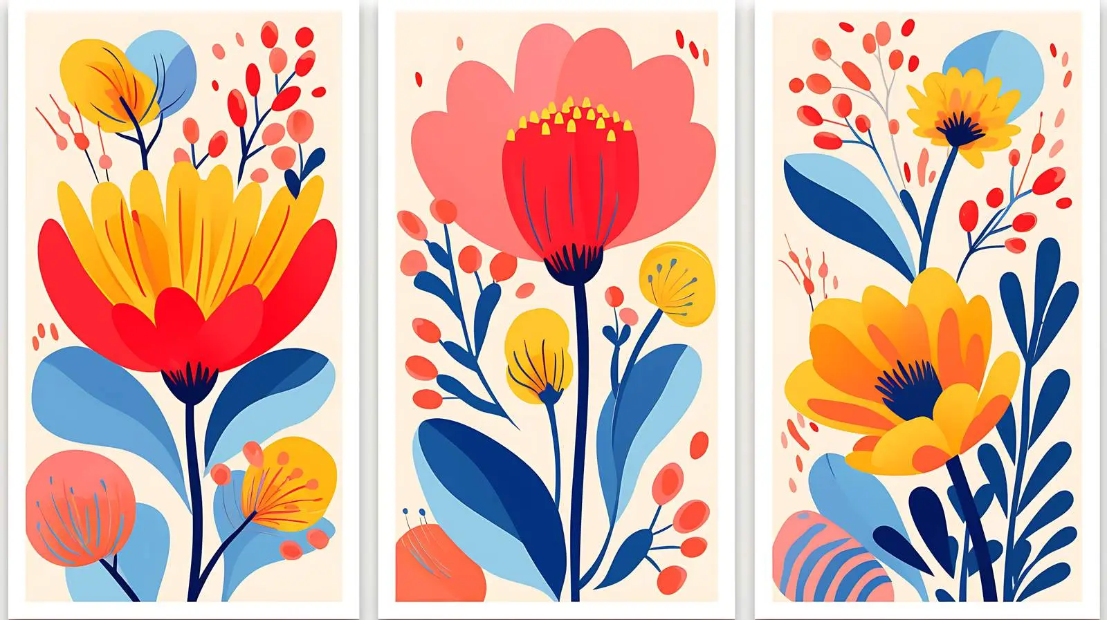 Abstract Flower Market Posters Set — free download from Dotvec