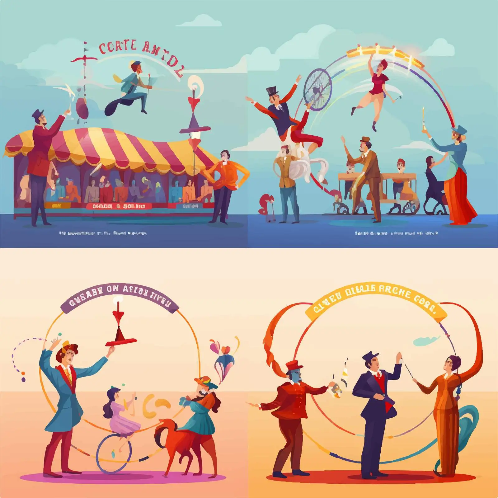 Circus Show Poster Vector Illustrations Set — free download from Dotvec