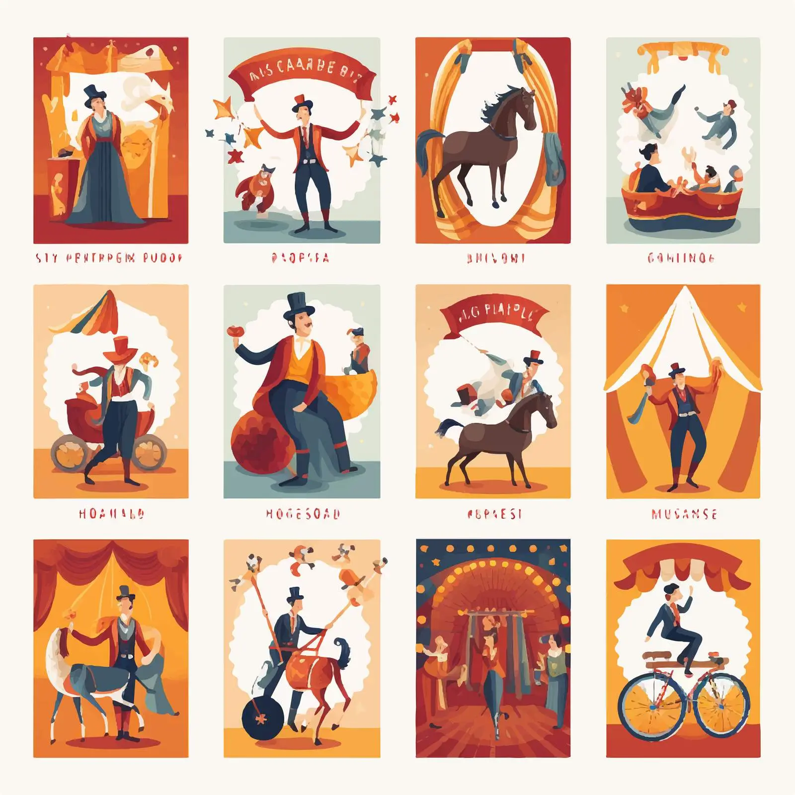 Colorful Circus Show Posters Collection – free magician image from Dotvec