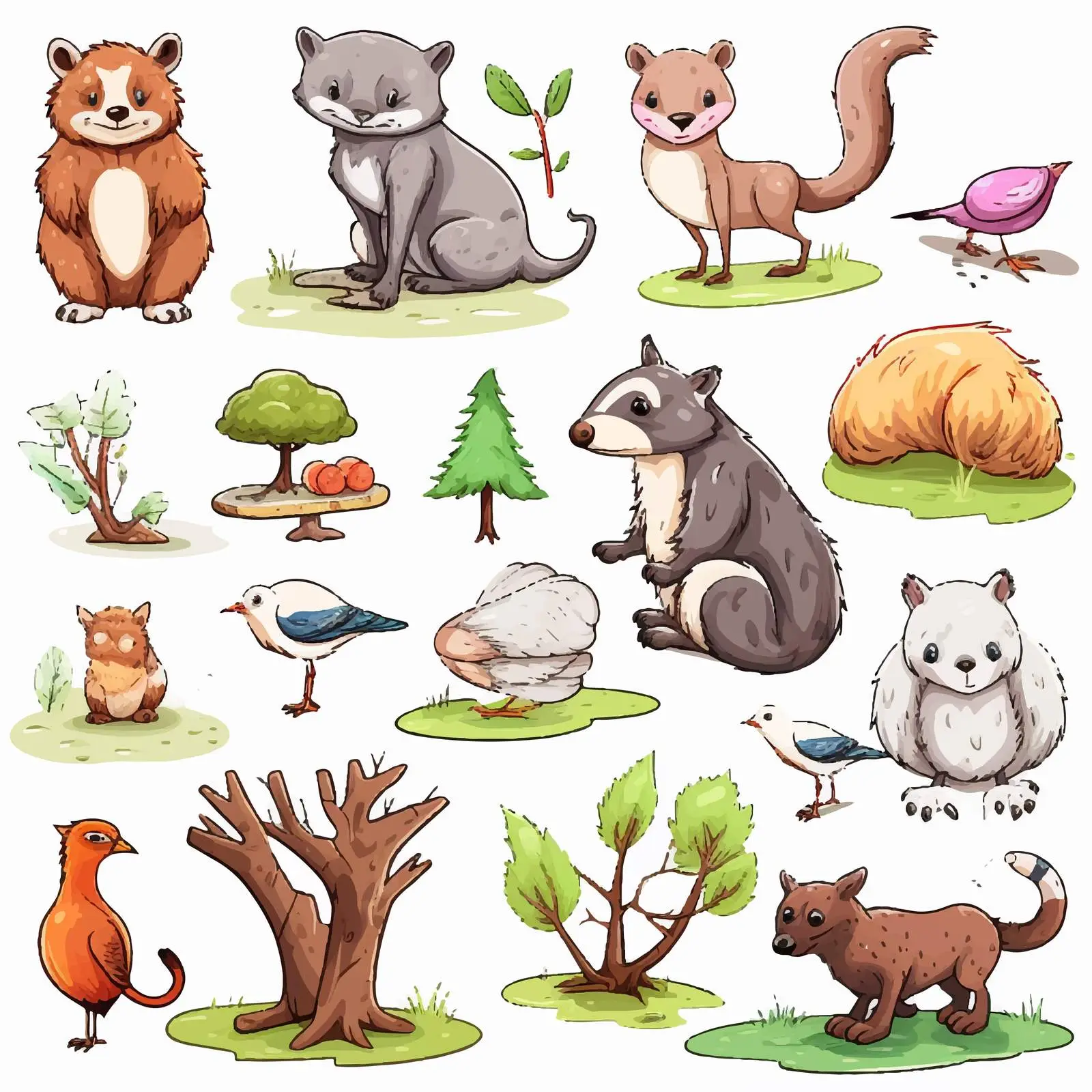Animal and Outdoor Objects Vector Illustration — free download from Dotvec