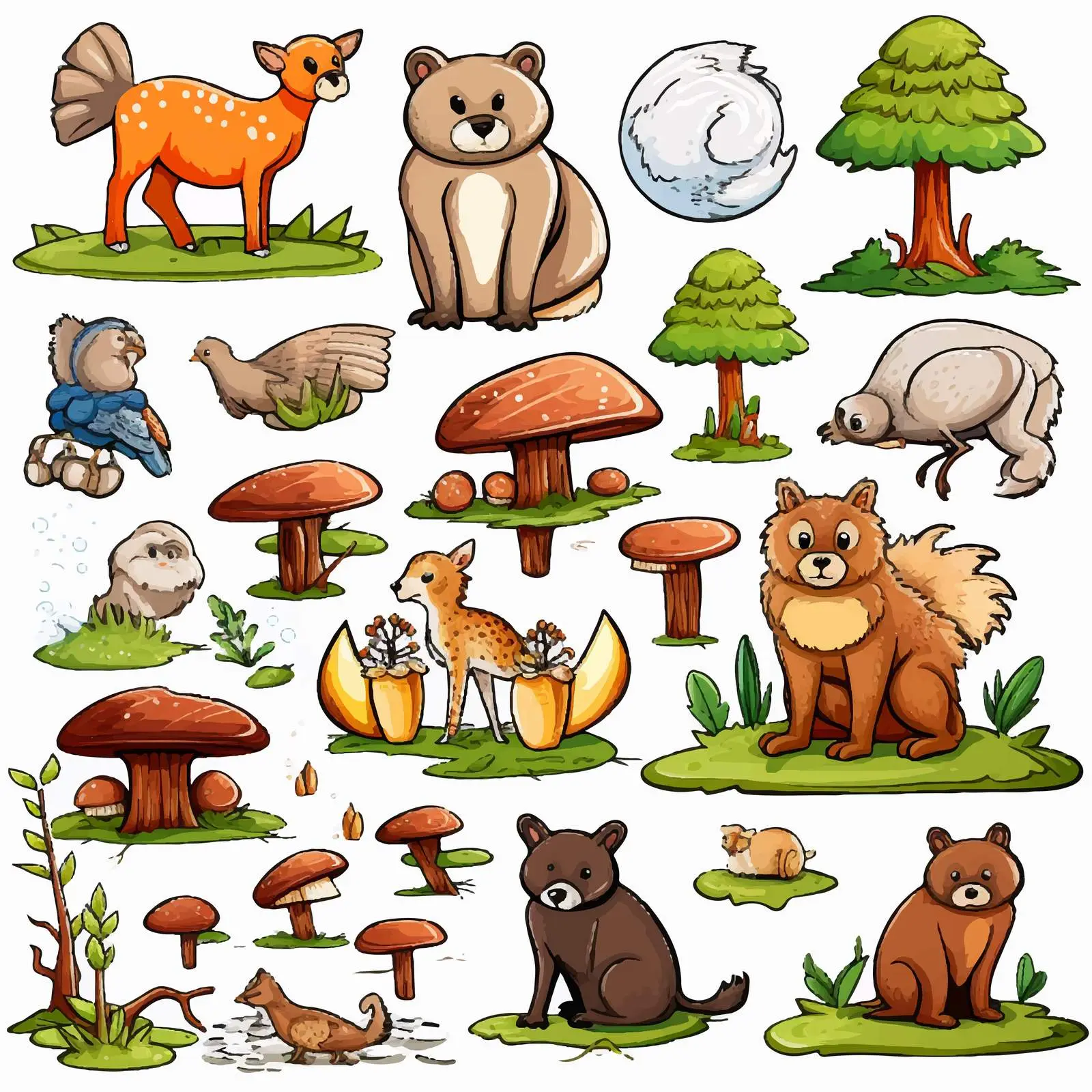 Illustration of Animals and Outdoor Objects — free download from Dotvec