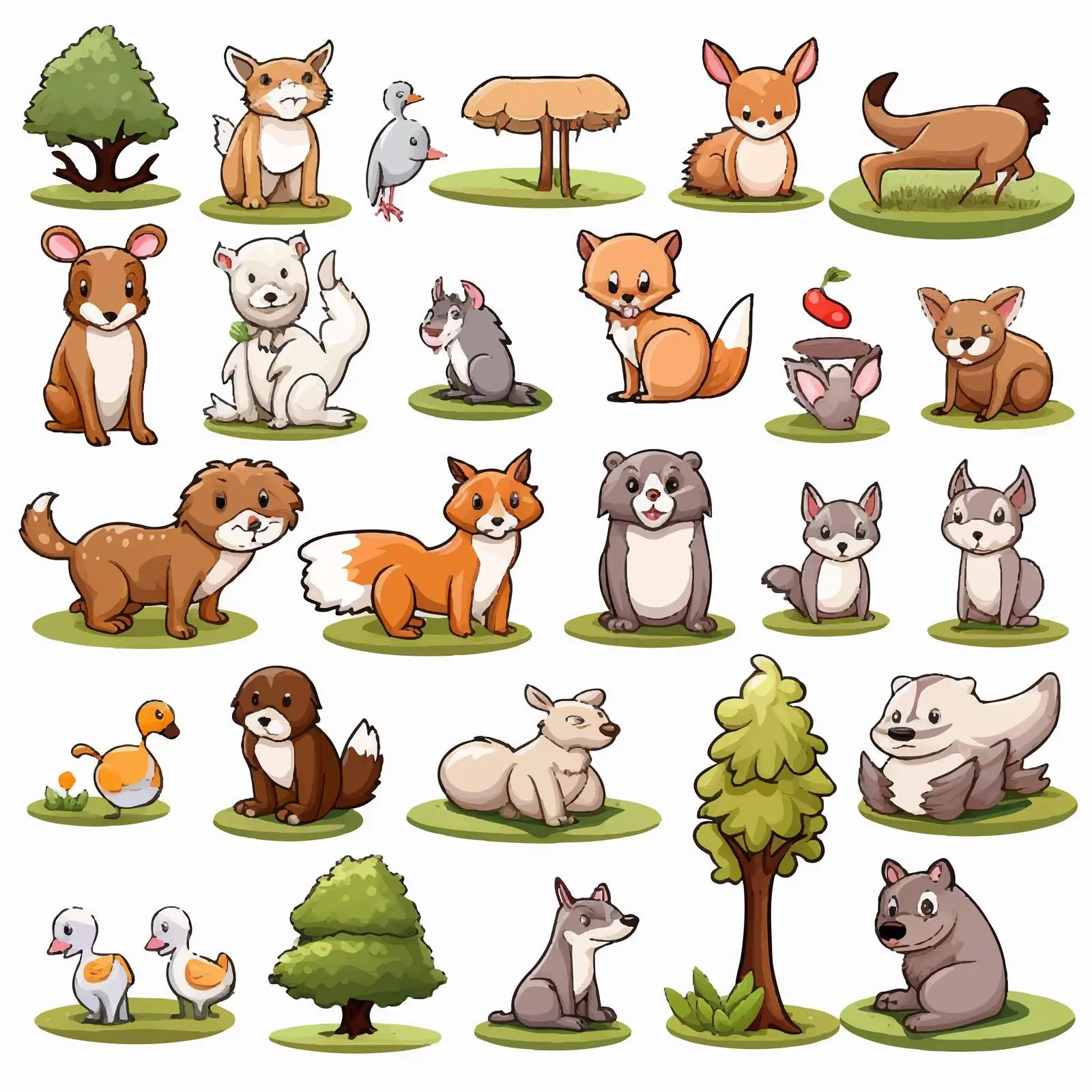 Animals and Outdoor Objects Vector Illustration — free download from Dotvec