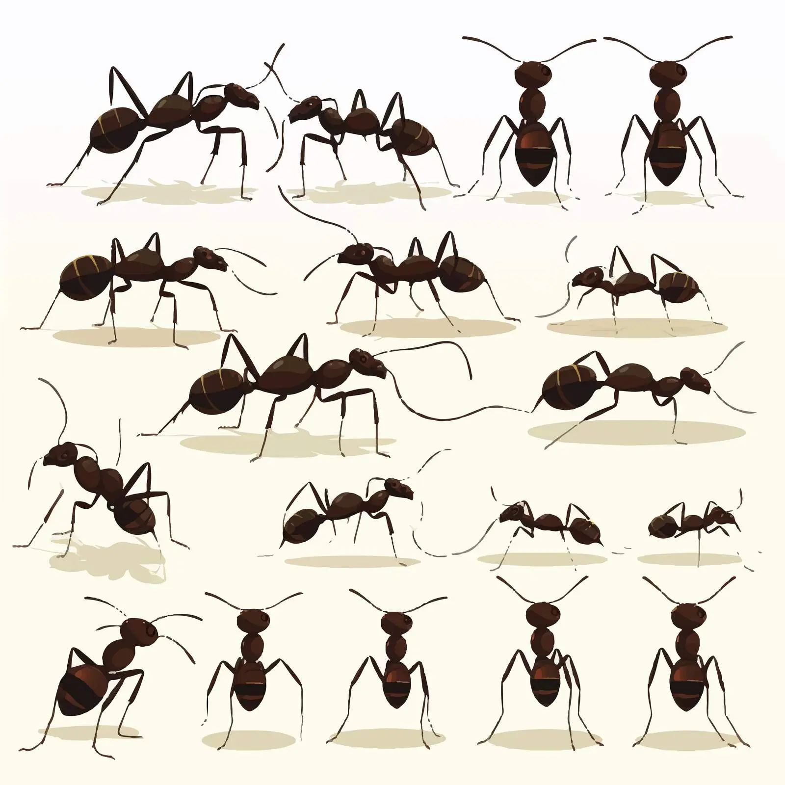 Cartoon Ants Silhouette Vector Illustration Set — free download from Dotvec