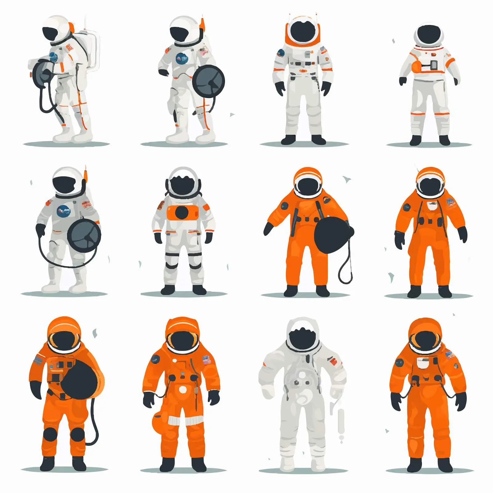 Astronaut Character Silhouettes on White Background — free download from Dotvec