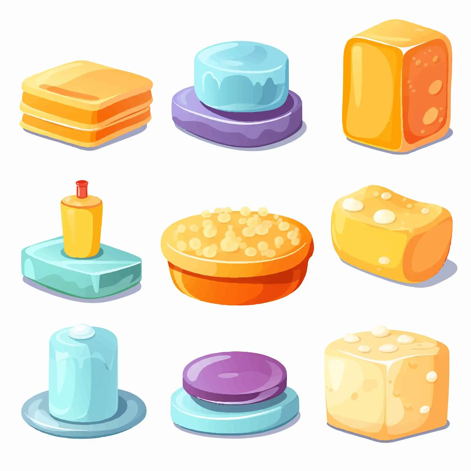 Colorful Bathroomware Set with Shampoo and Soap — free download from Dotvec