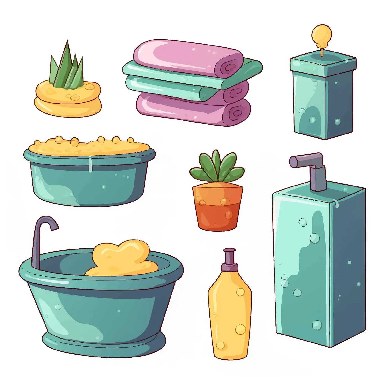 Colorful Bathroomware Set with Shampoo and Soap — free download from Dotvec