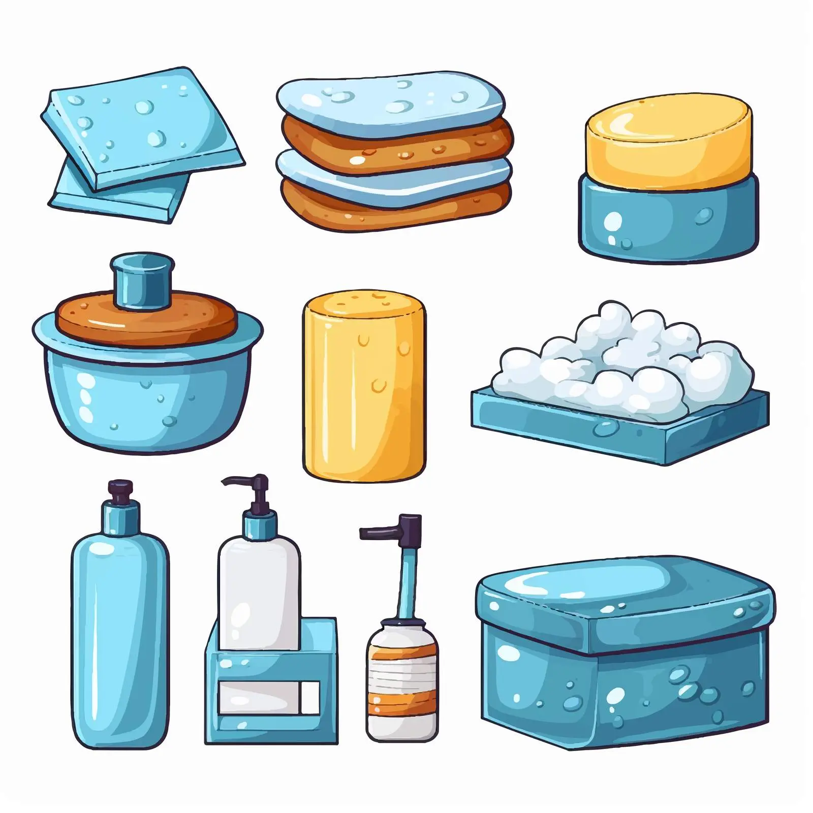 Bathroomware Set with Shampoo and Soap Vector — free download from Dotvec