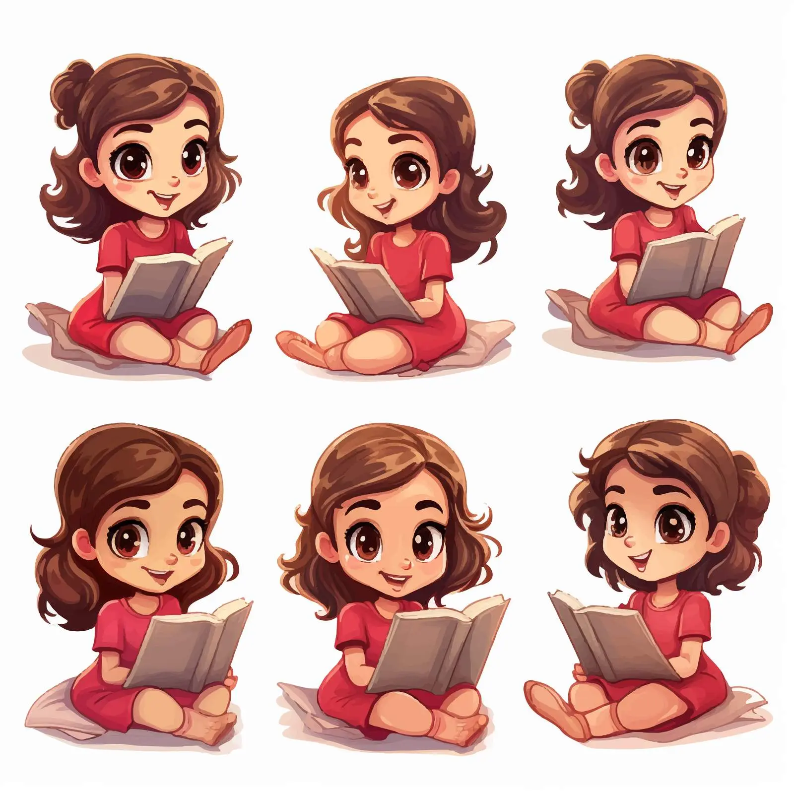 Beautiful Girl Cartoon Character Sitting and Holding — free download from Dotvec