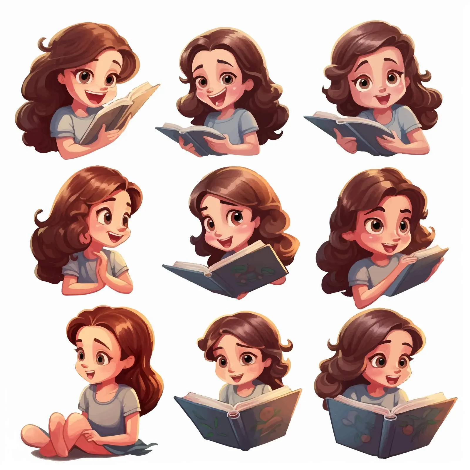 Beautiful Cartoon Girl Character Sitting and Holding — free download from Dotvec