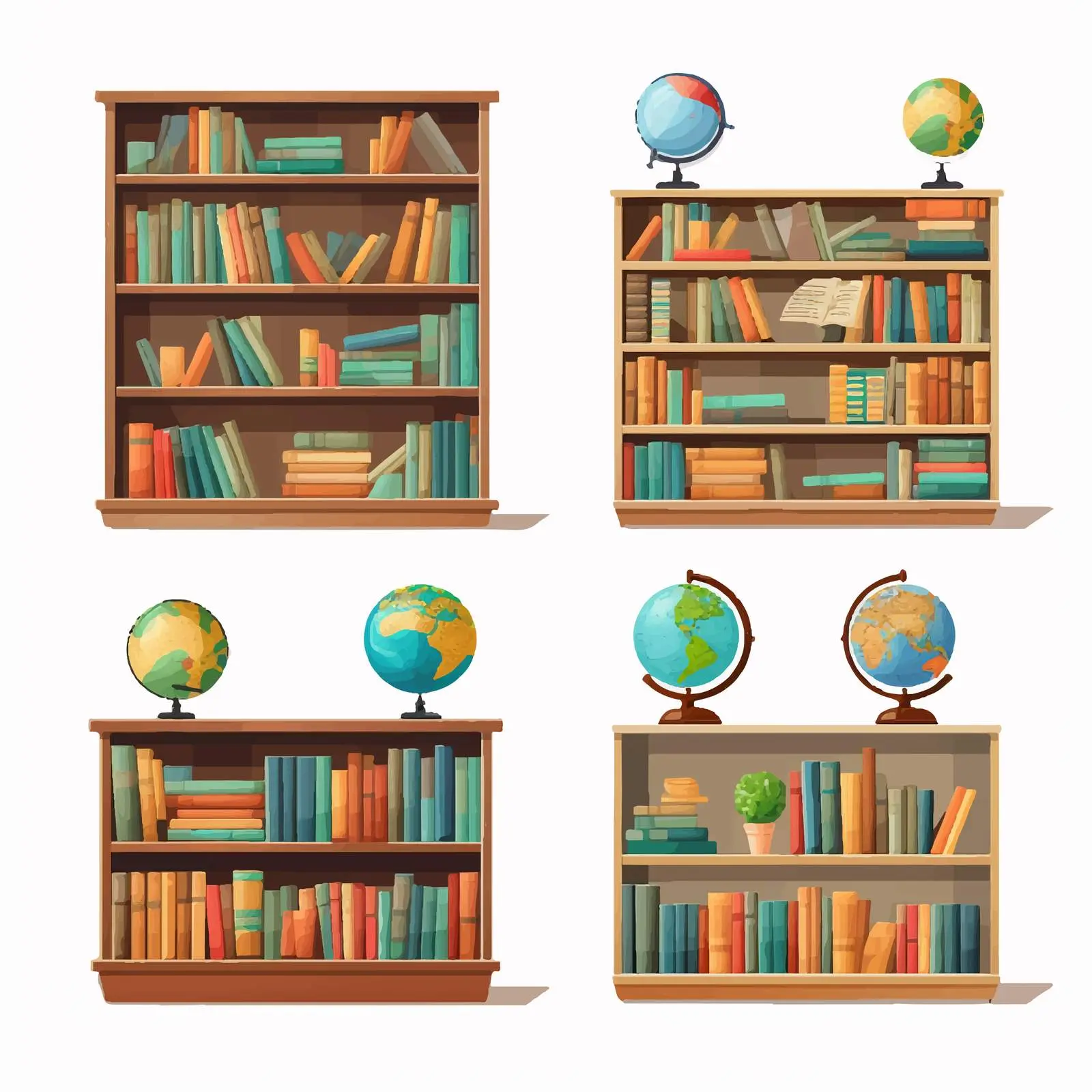 Educational Bookcase with Global Map Design — free download from Dotvec