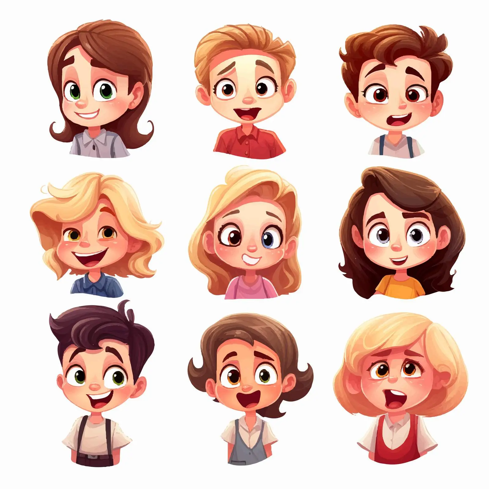 Boys and Girls Expressing Emotions Vector Art — free download from Dotvec