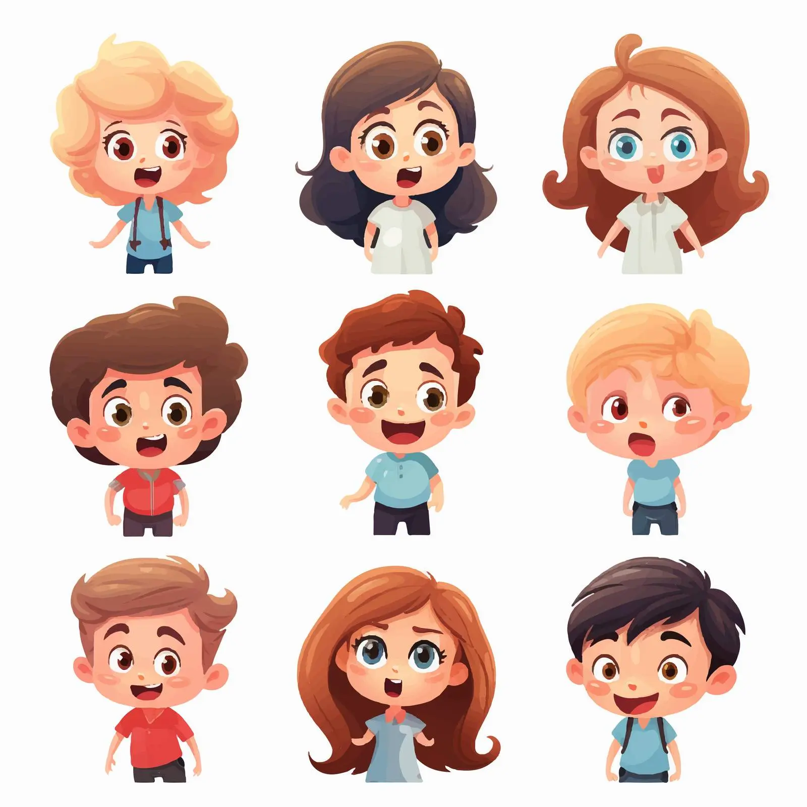 Cartoon Kids Expressing Various Emotions Vector Design — free download from Dotvec