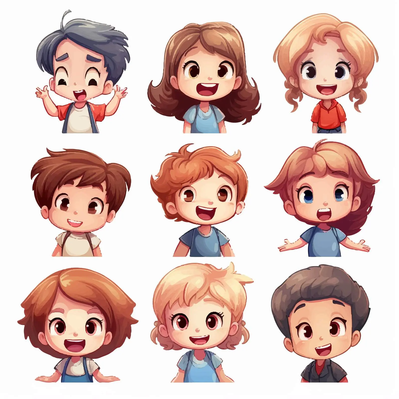 Boys and Girls Expressing Emotions Vector Art — free download from Dotvec