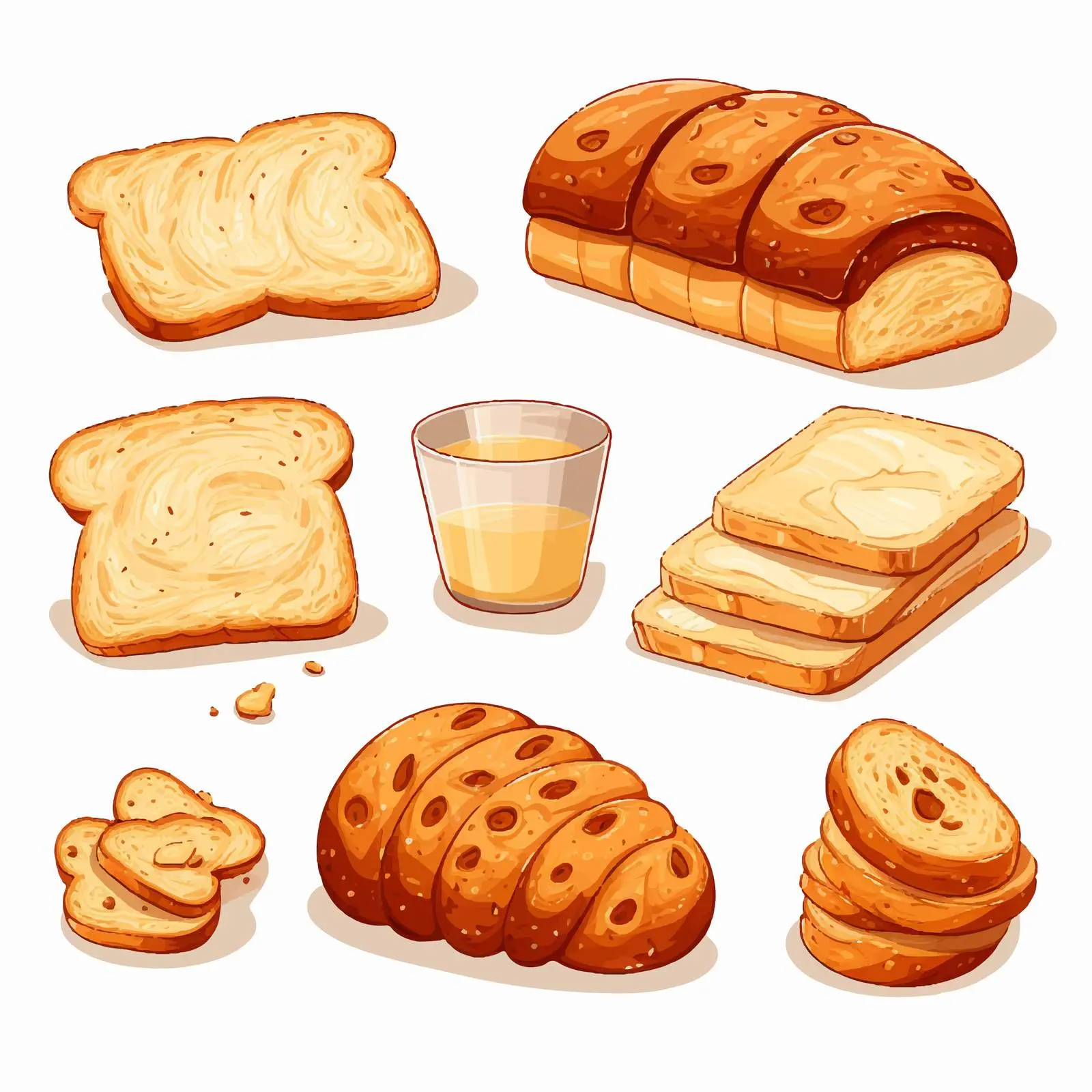 Cartoon Breakfast and Bread Vector Illustration — free download from Dotvec