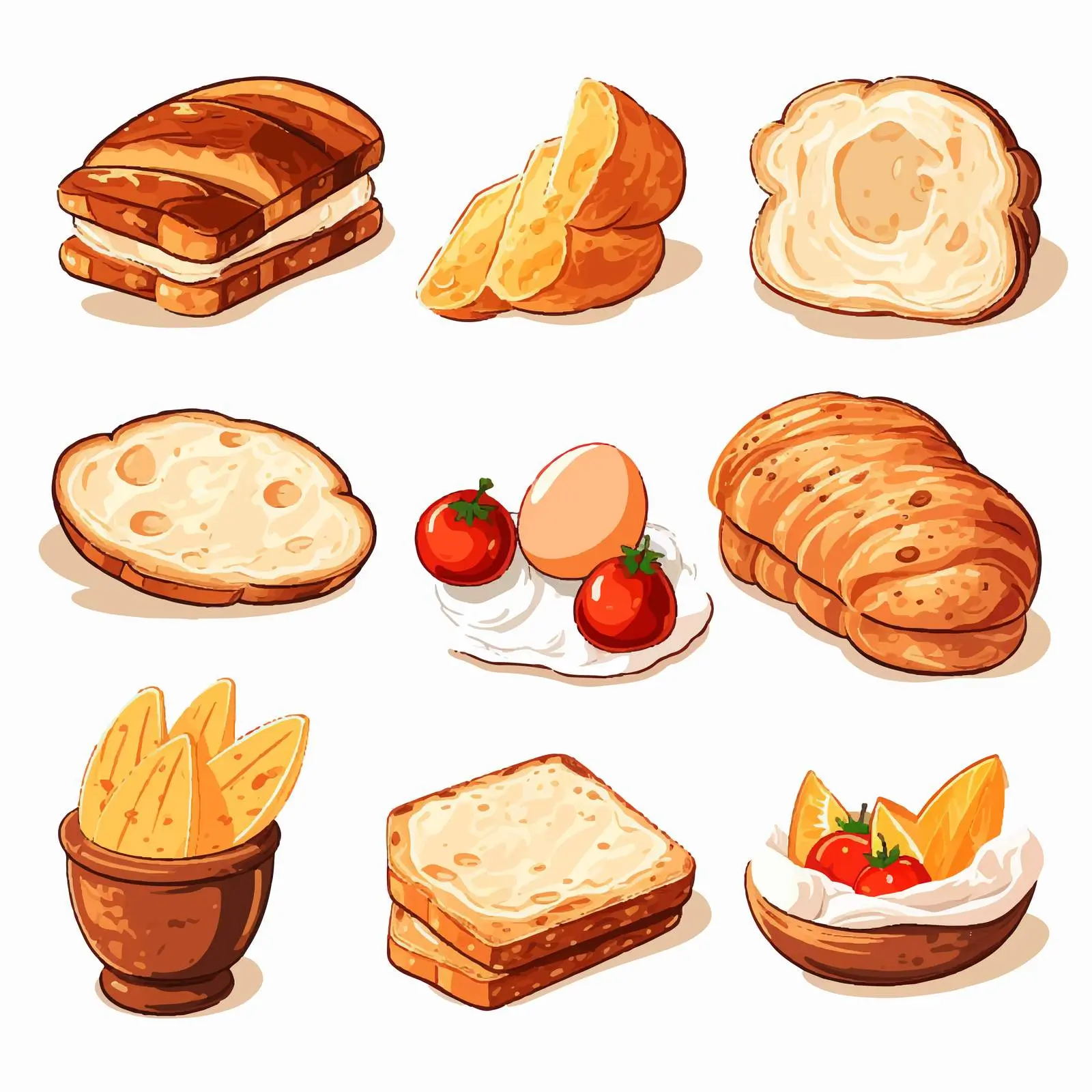 Cartoon Bread and Breakfast Vector Illustration — free download from Dotvec