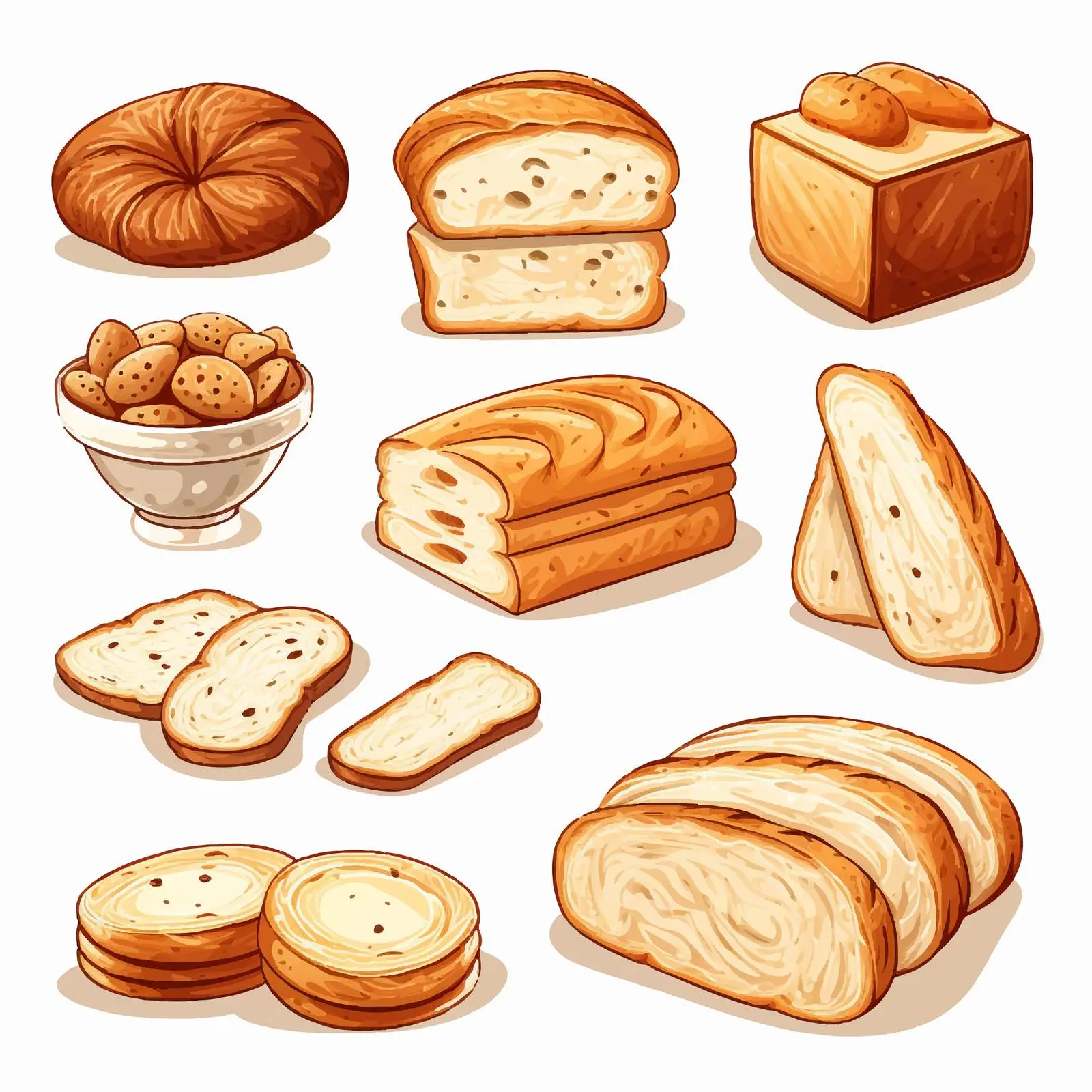 Illustration of Bread and Breakfast Items – free breakfast item image from Dotvec