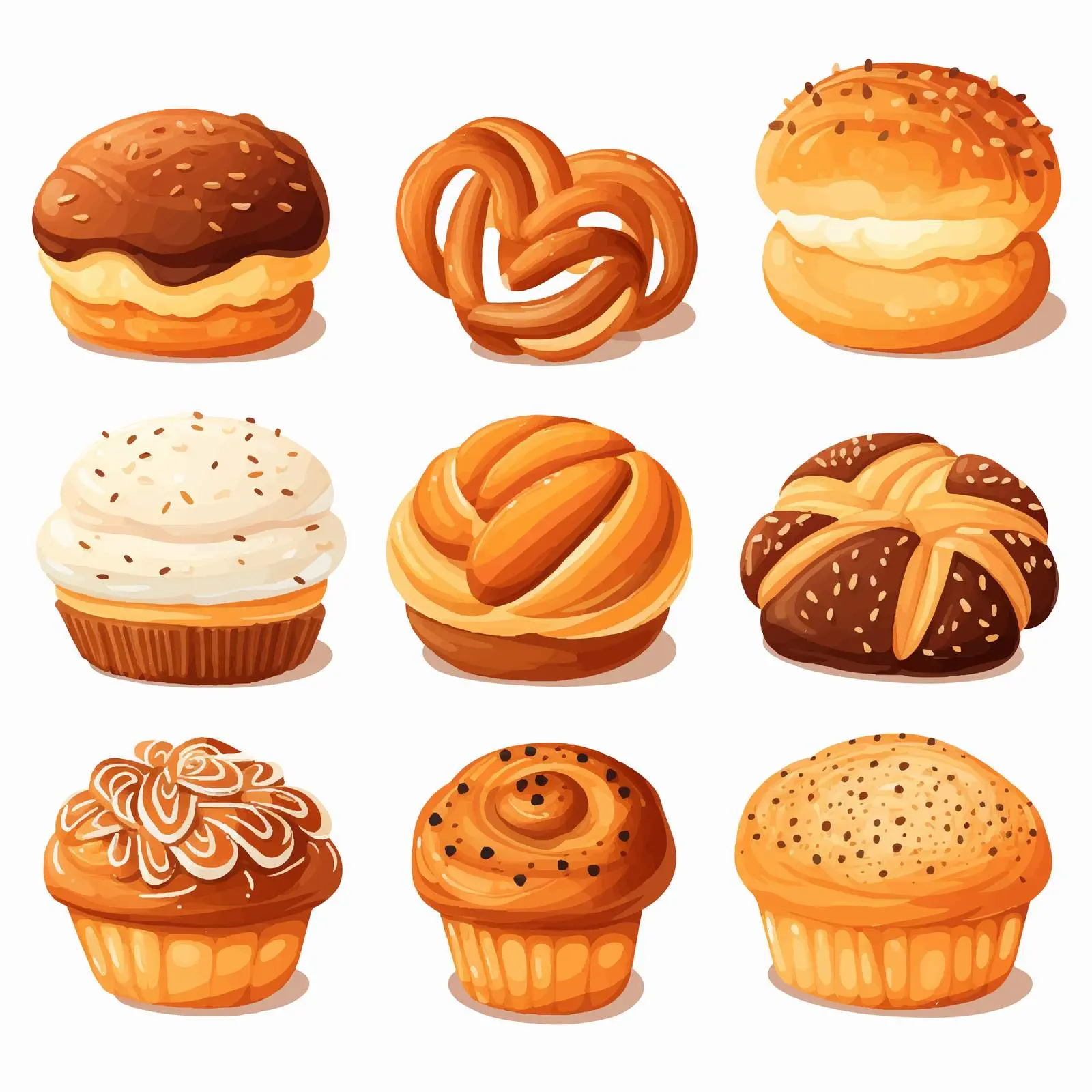 Illustration of Different Flavor Buns – free different flavors image from Dotvec