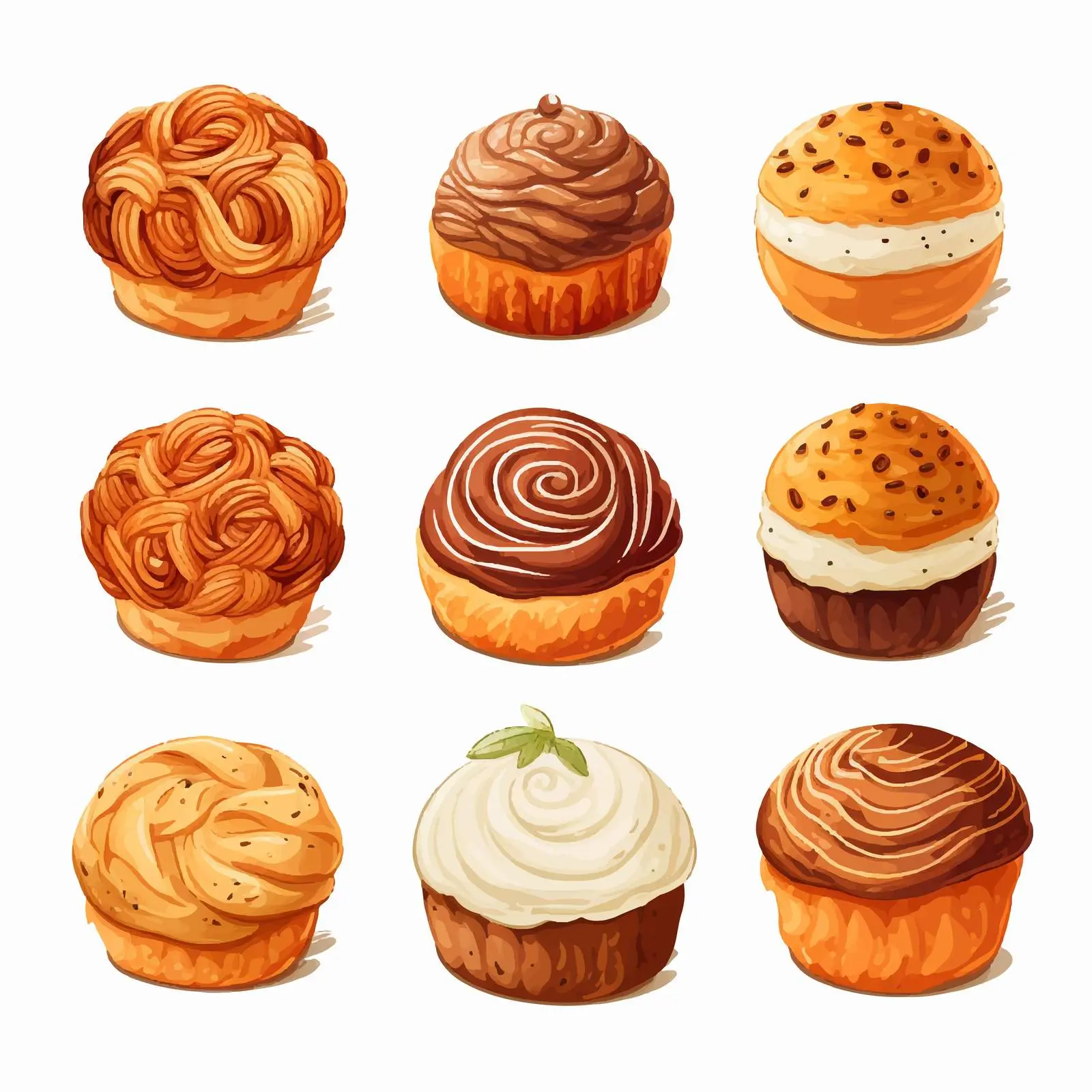 Colorful Cartoon Bun Illustration Set — free download from Dotvec