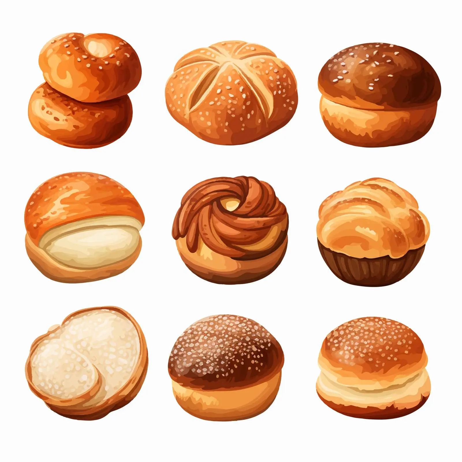 Colorful Cartoon Buns with Different Flavors — free download from Dotvec
