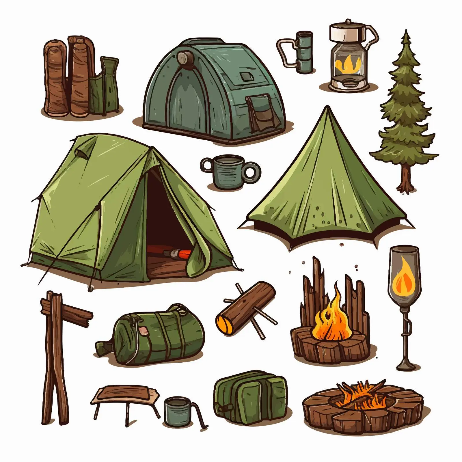 Isolated Camping Objects Vector Illustration — free download from Dotvec