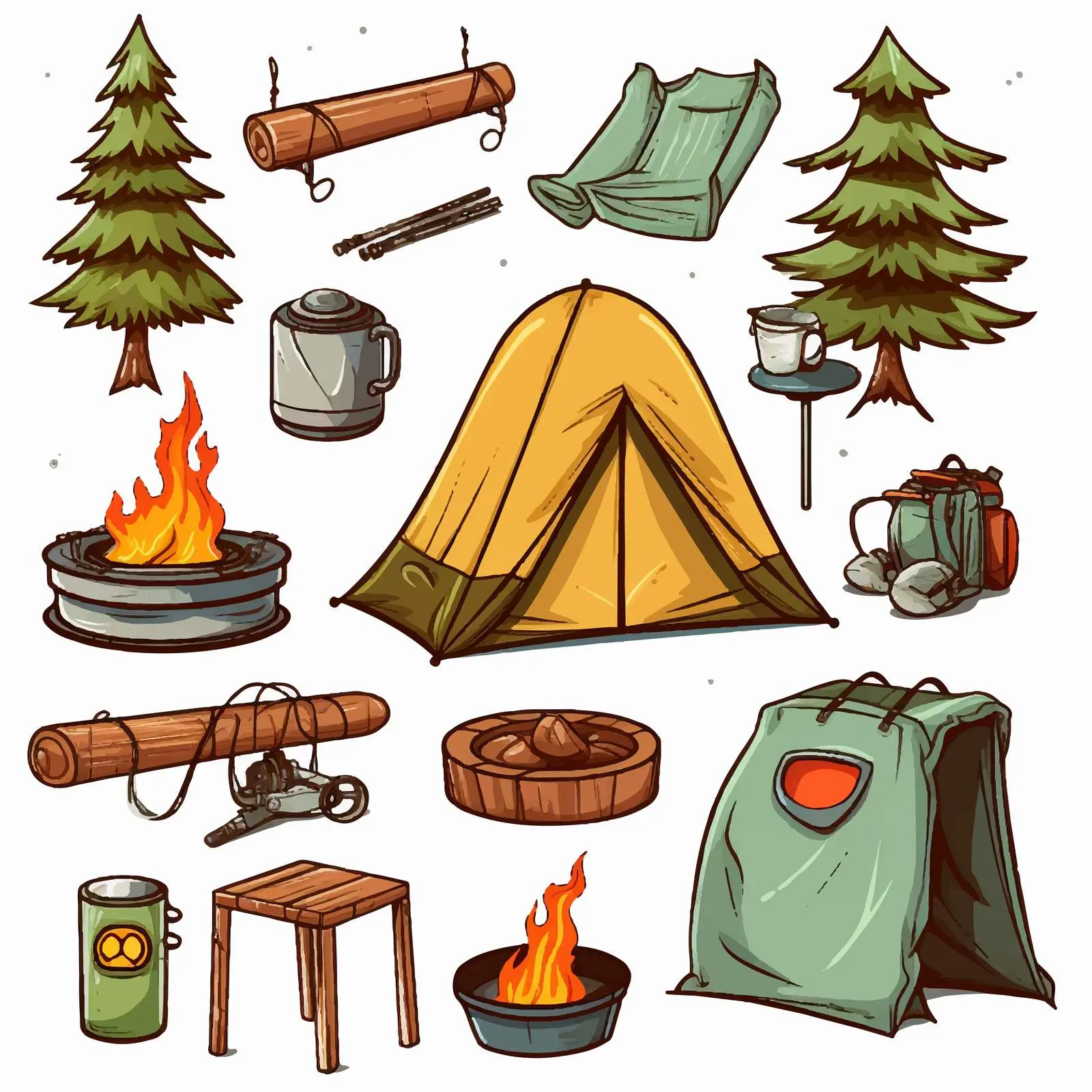 Isolated Camping Objects Vector Illustration — free download from Dotvec