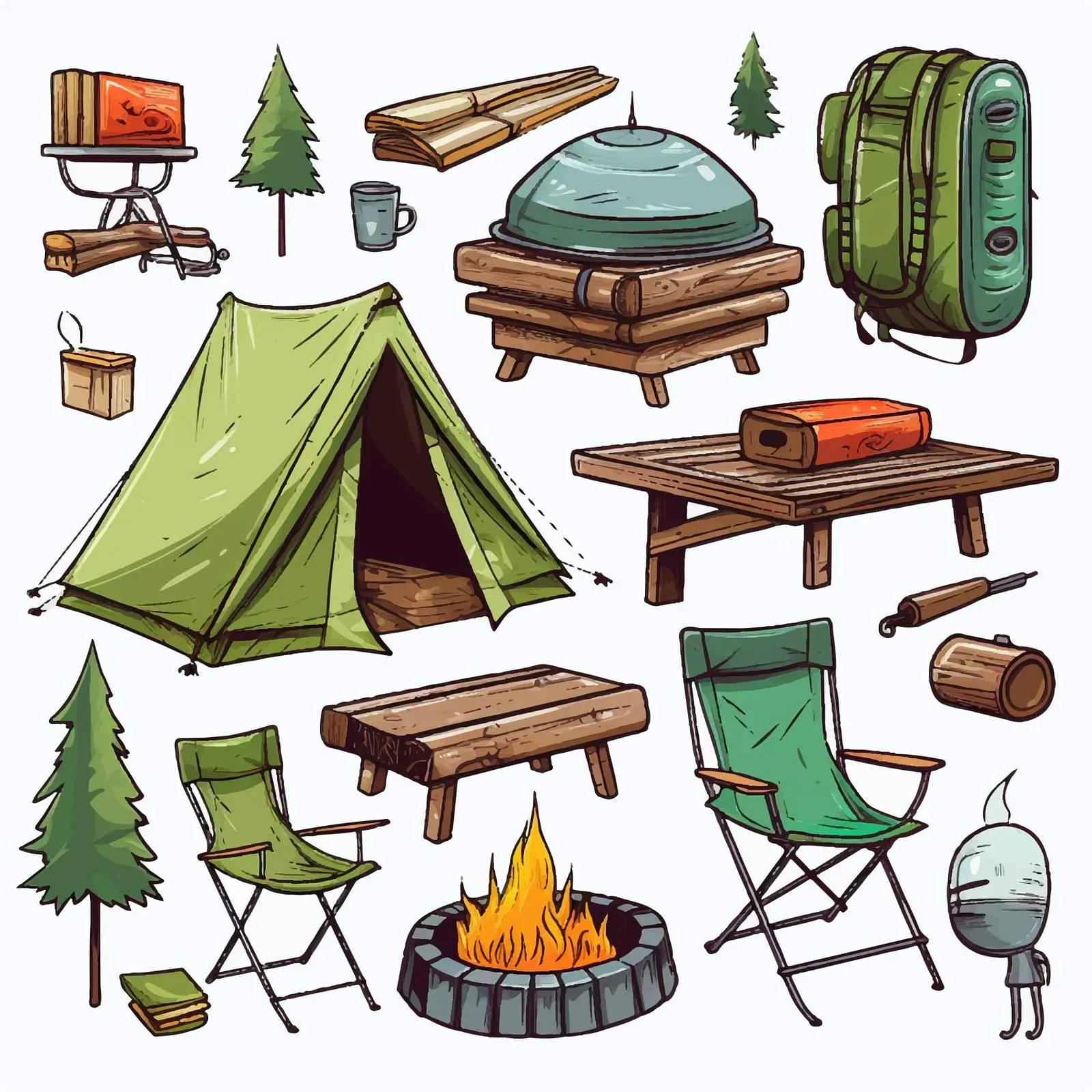 Isolated Camping Equipment Vector Illustration — free download from Dotvec