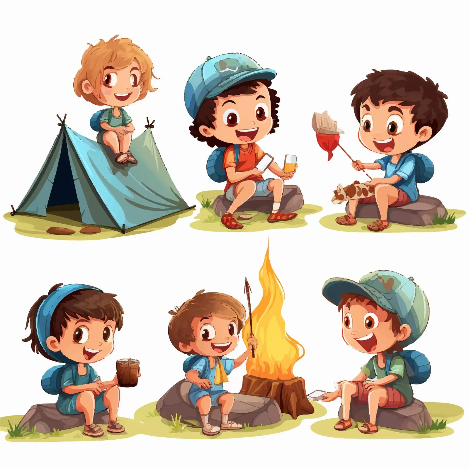 Children Camping Adventure Vector Illustration – free scout image from Dotvec