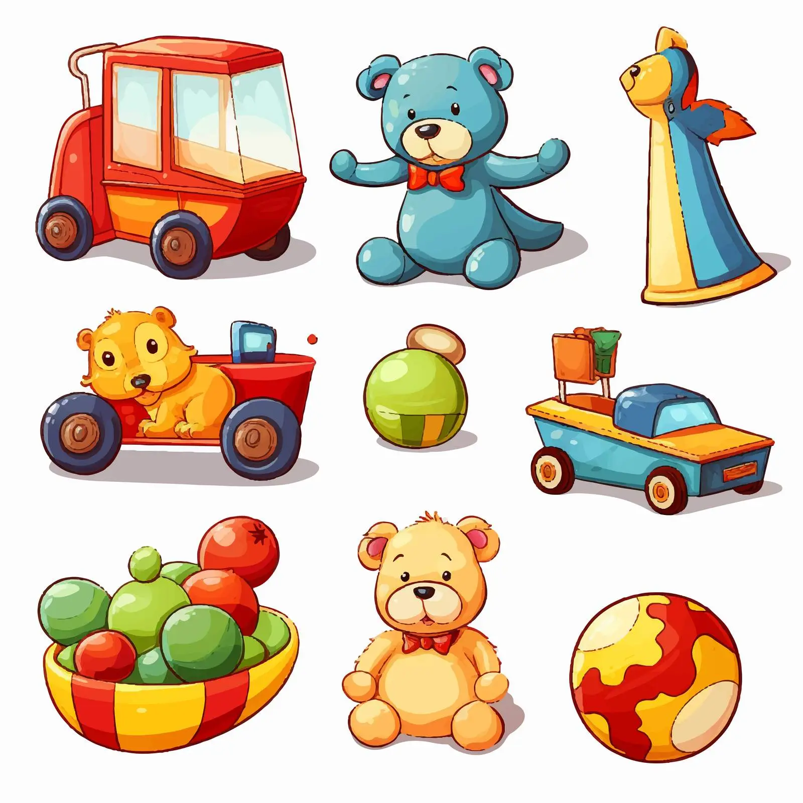 Colorful Children's Toys Vector Illustration — free download from Dotvec