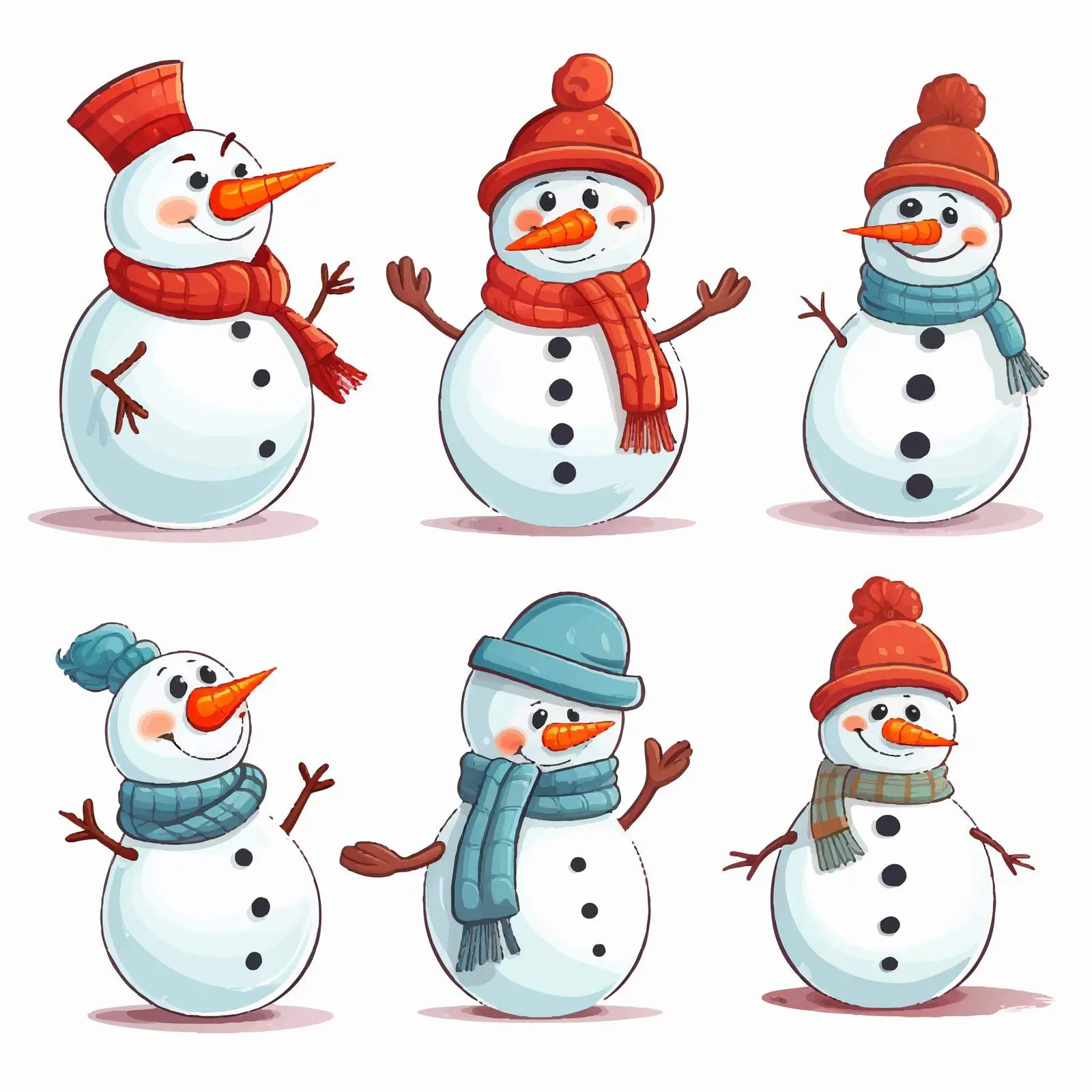 Christmas Snowman Cartoon Vector Illustration Set — free download from Dotvec