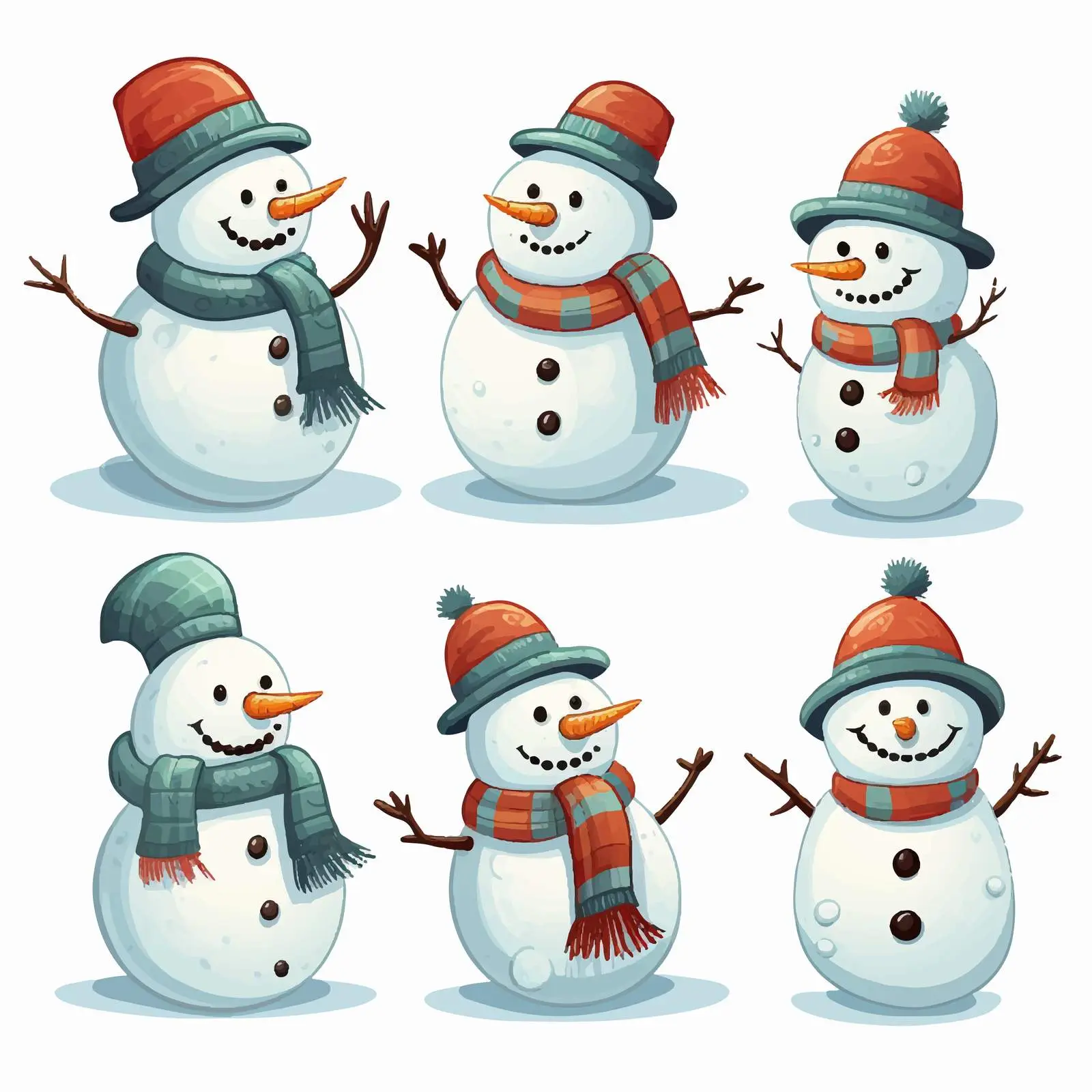 Christmas Snowman Cartoon Vector Illustration Set — free download from Dotvec