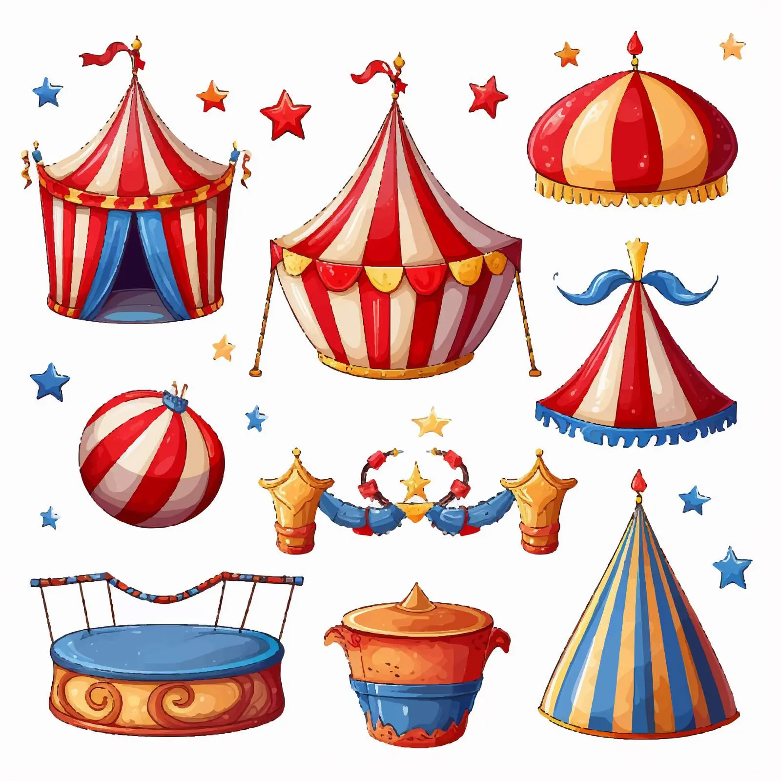 Colorful Circus Items Illustration on White Background — free download from Dotvec