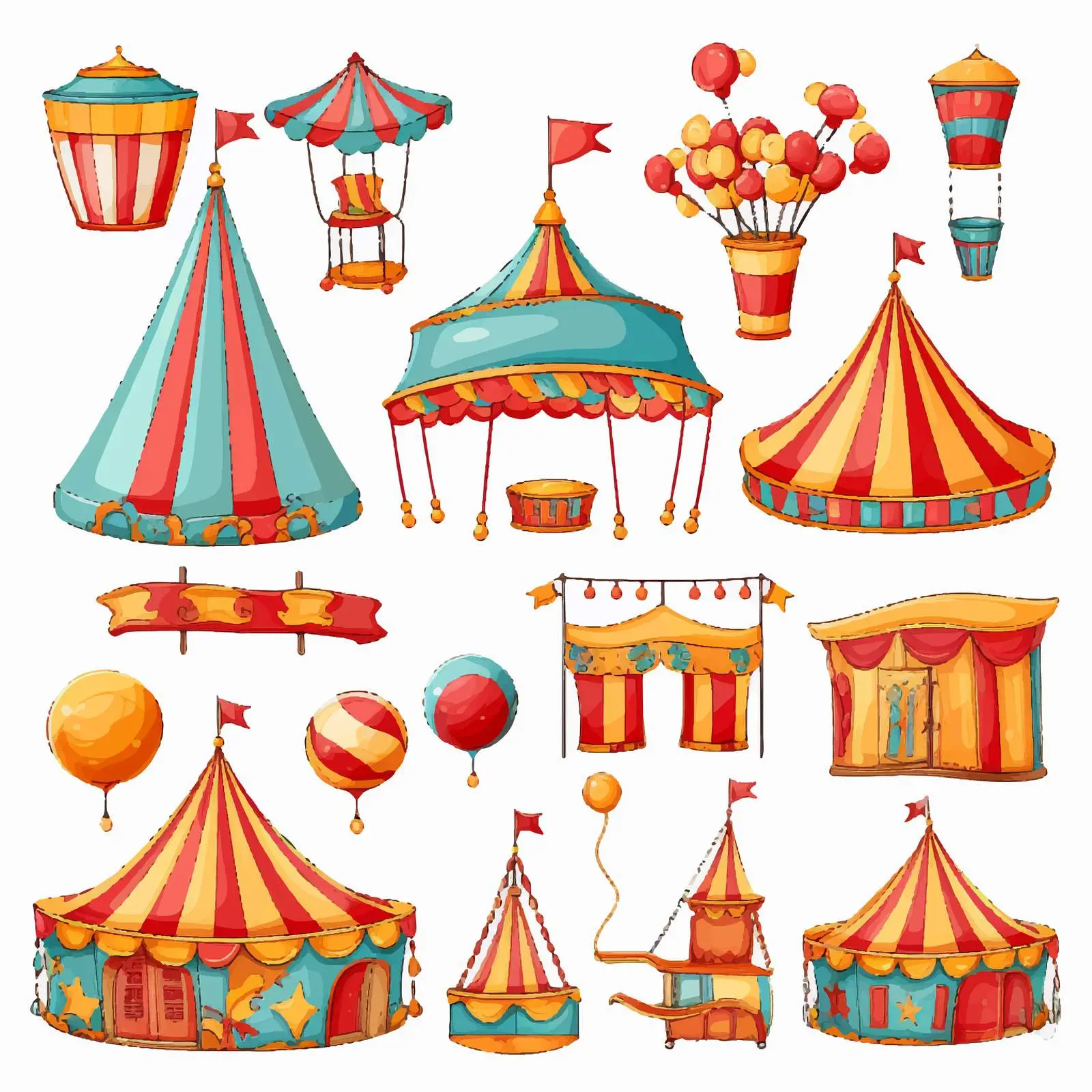Colorful Circus Items on White Background – free performer image from Dotvec