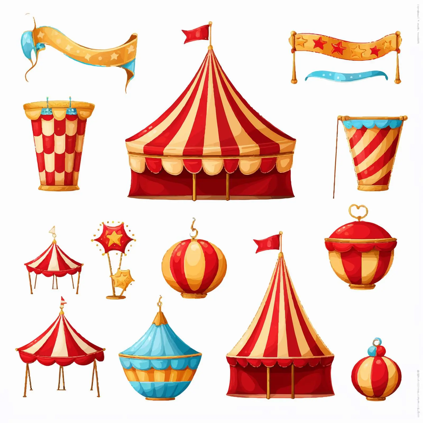 Colorful Circus Elements on White Background — free download from Dotvec