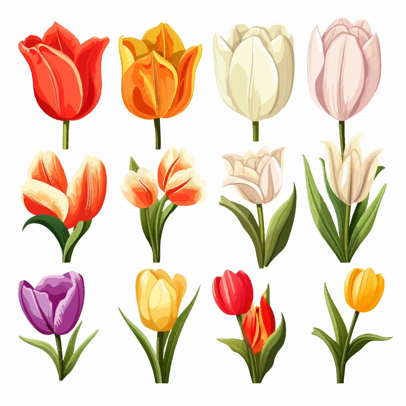 Colorful Tulip Flowers Vector Illustration — free download from Dotvec