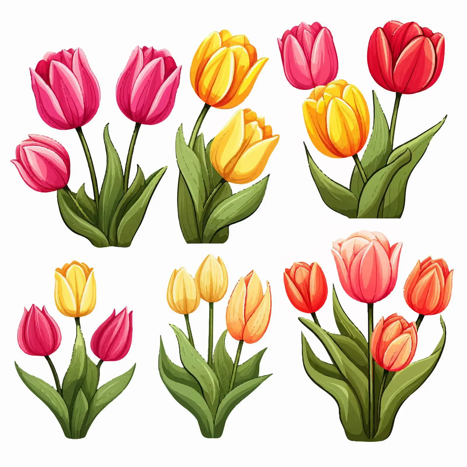 Colorful Tulip Flower Vector Illustration Set — free download from Dotvec