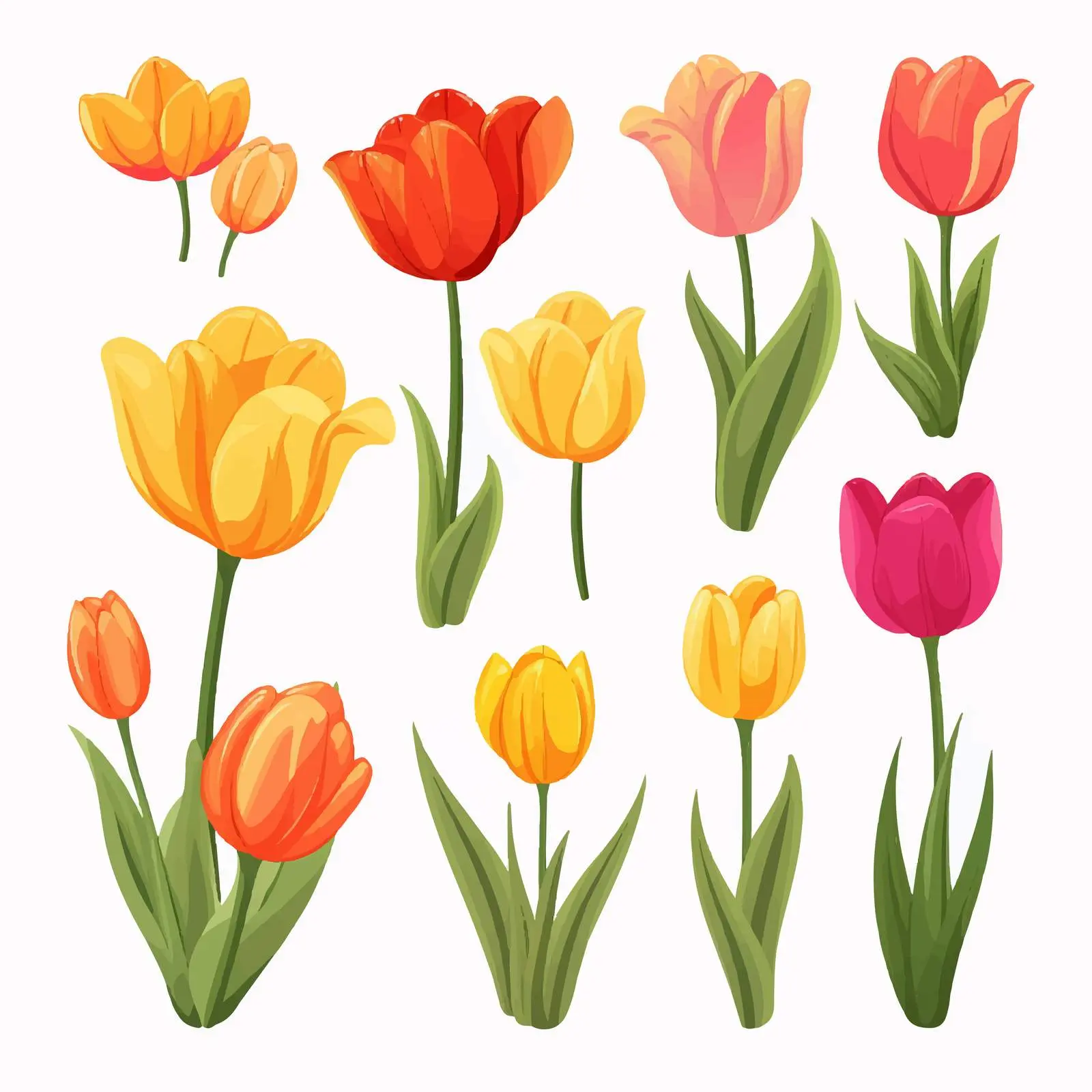 Colorful Tulip Flowers Vector Illustration — free download from Dotvec
