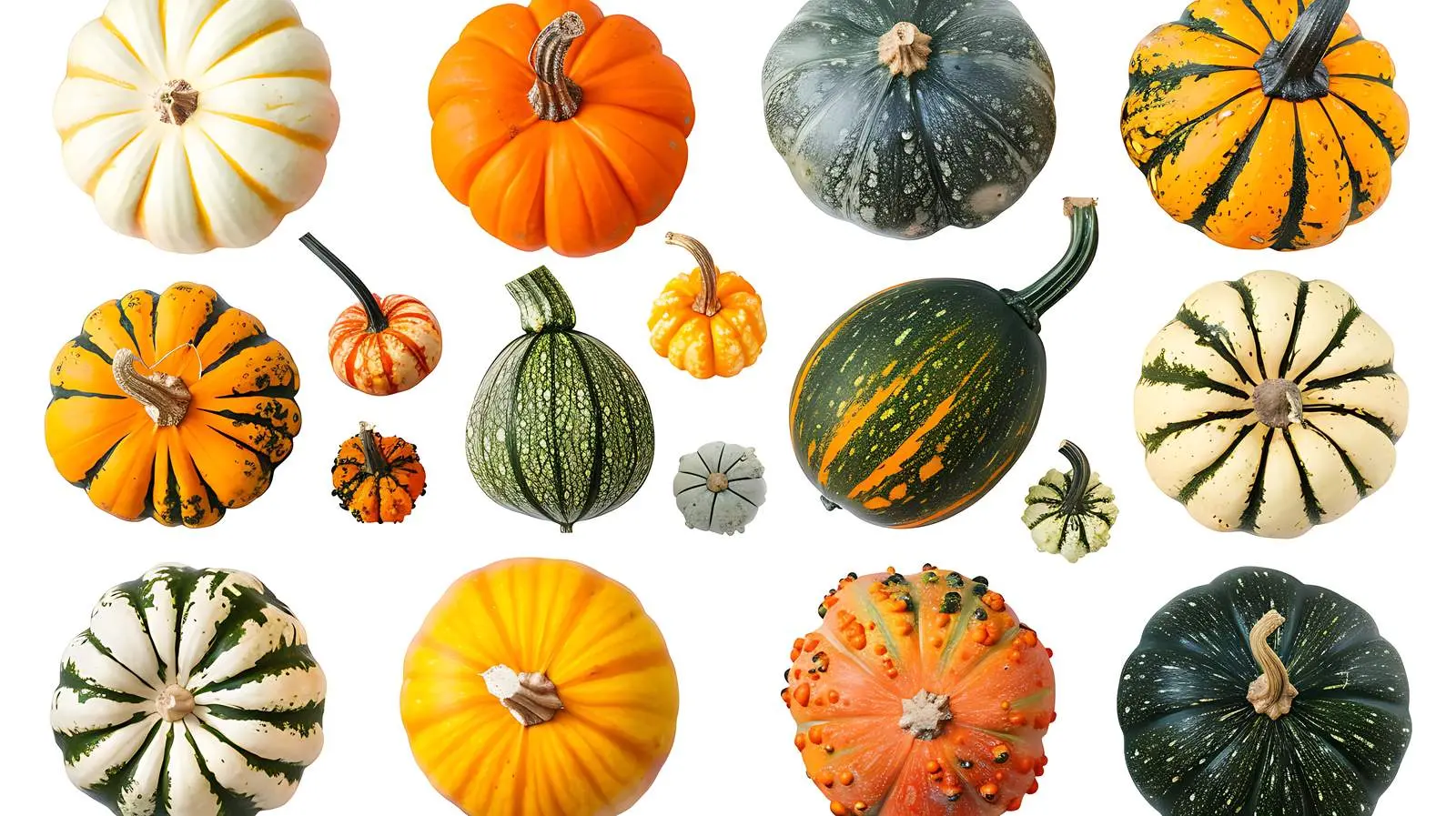 Colorful Ripe Pumpkins and Squash in Autumn — free download from Dotvec