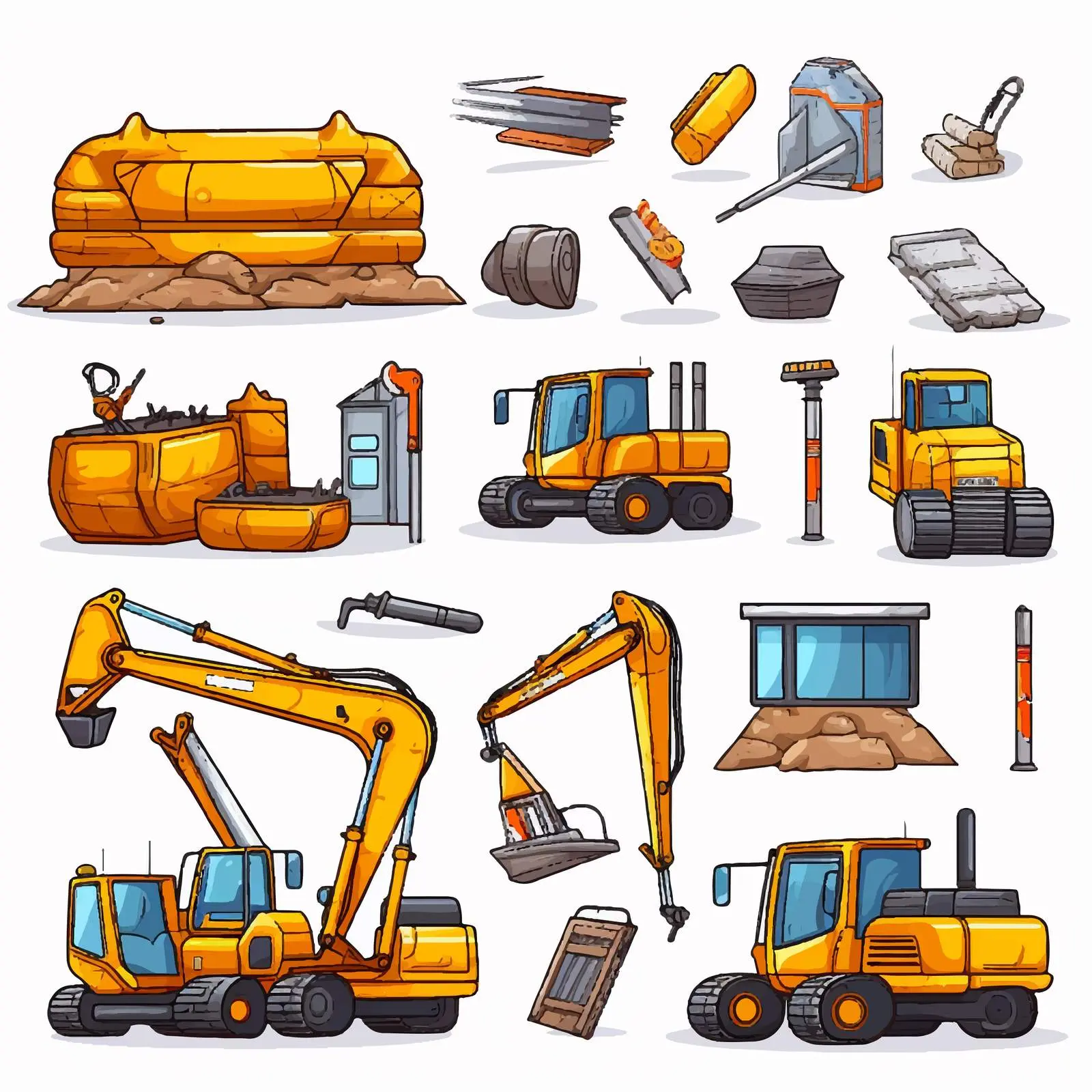 Construction Site Objects Vector Illustration — free download from Dotvec