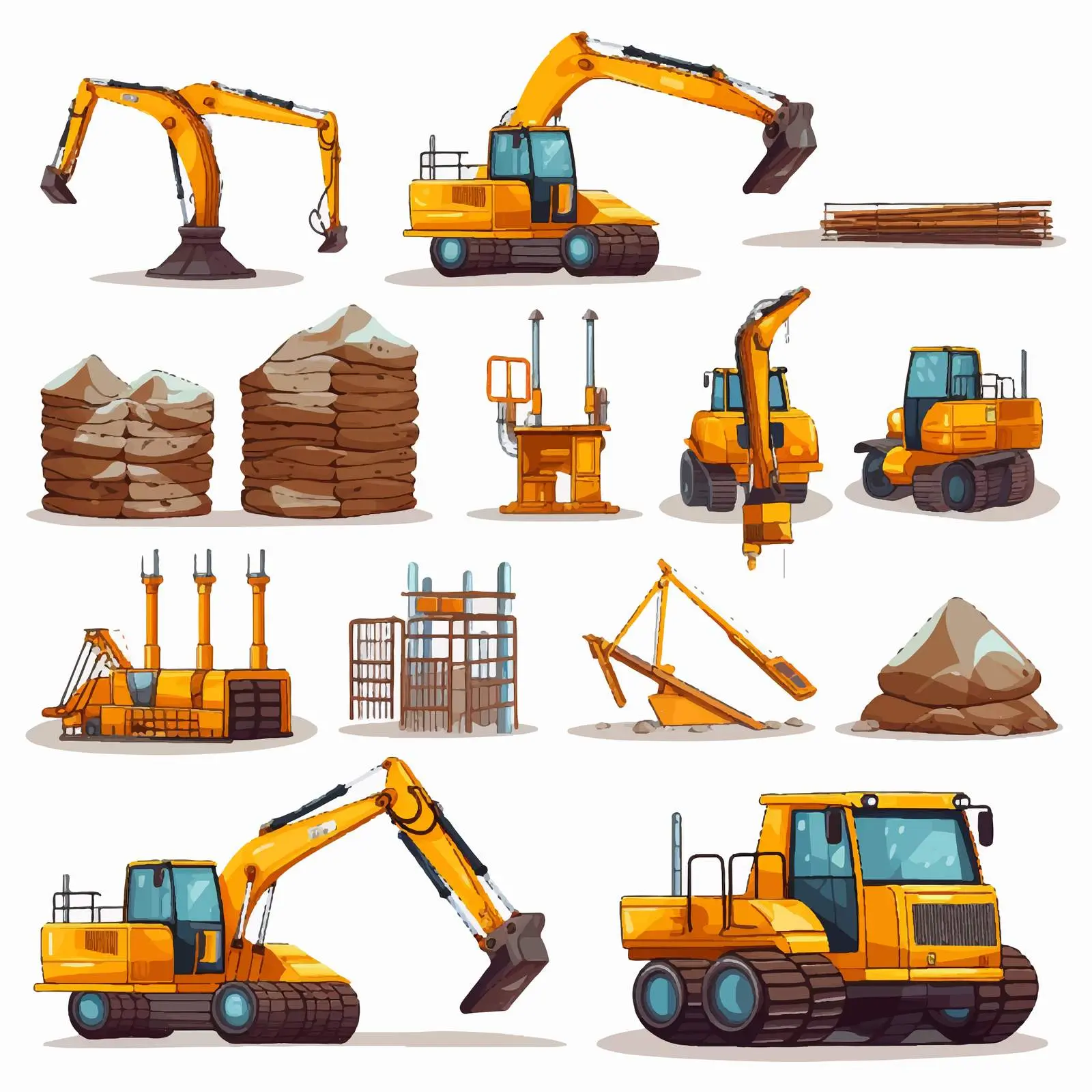 Construction Site Objects Vector Illustration — free download from Dotvec