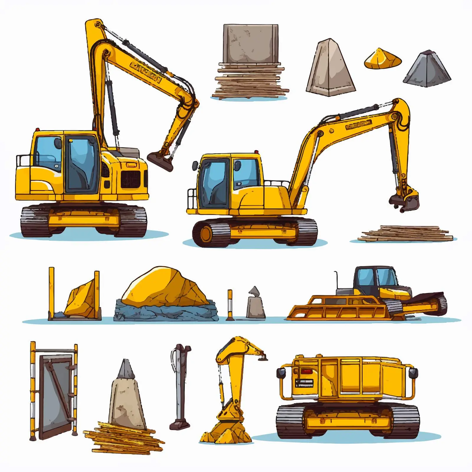 Construction Site Objects Vector Illustration Set — free download from Dotvec