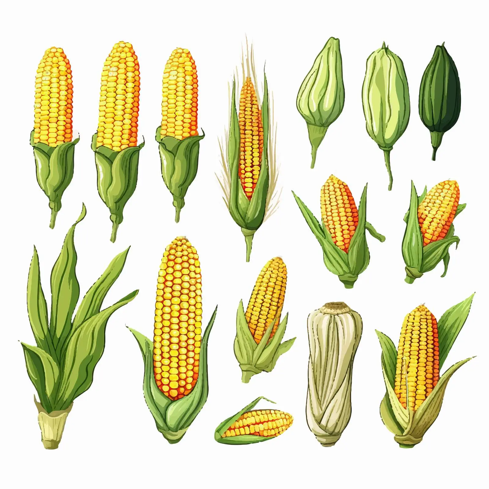Colorful Hand Drawn Maize Vector Collection — free download from Dotvec