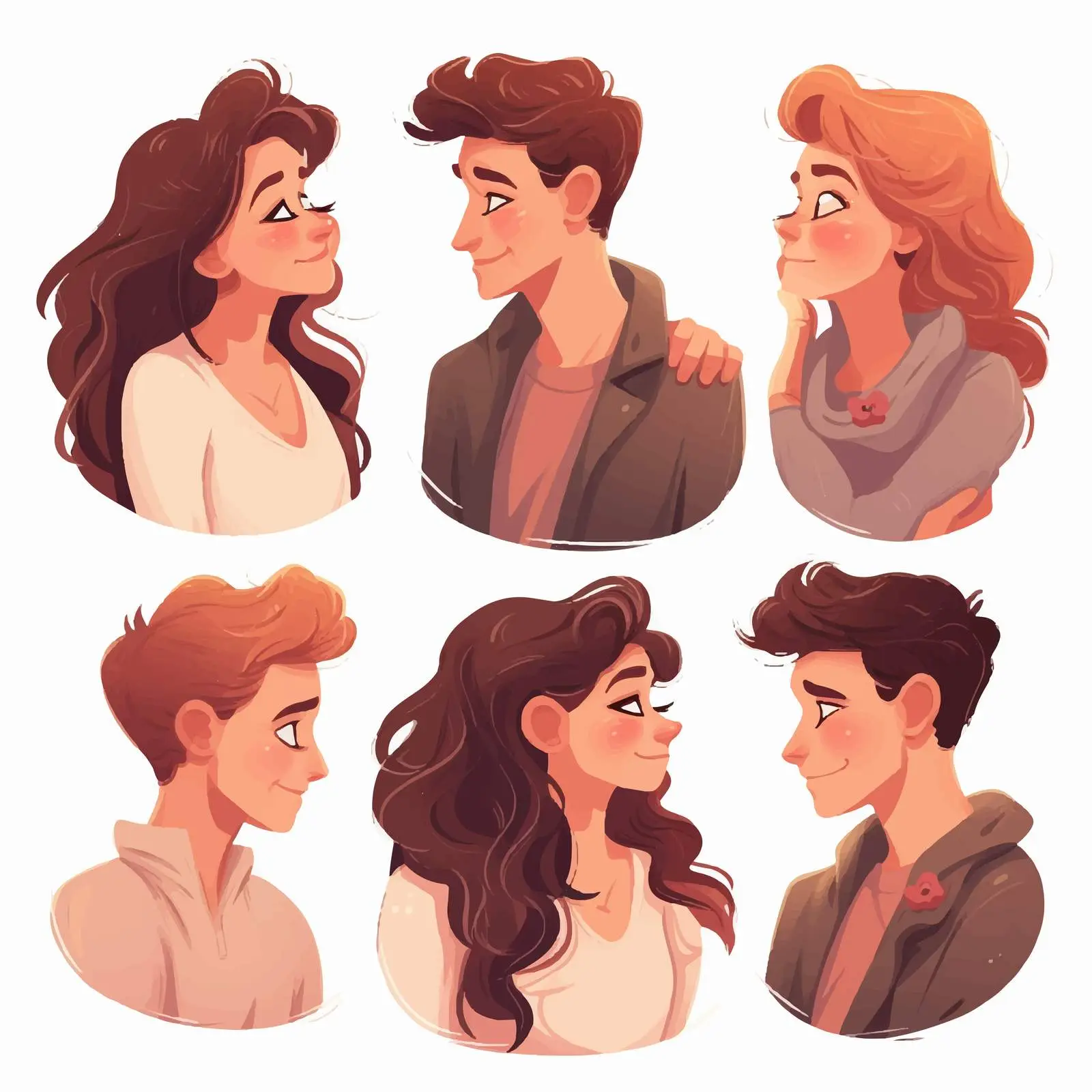 Couples in Love Portraits Vector Art — free download from Dotvec